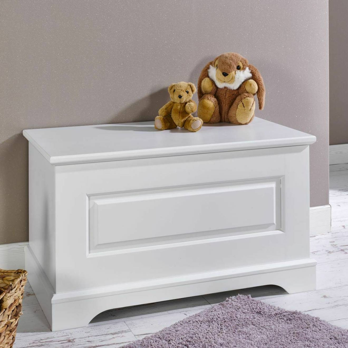 Coffre À Jouets Bois Massif Lila Blanc