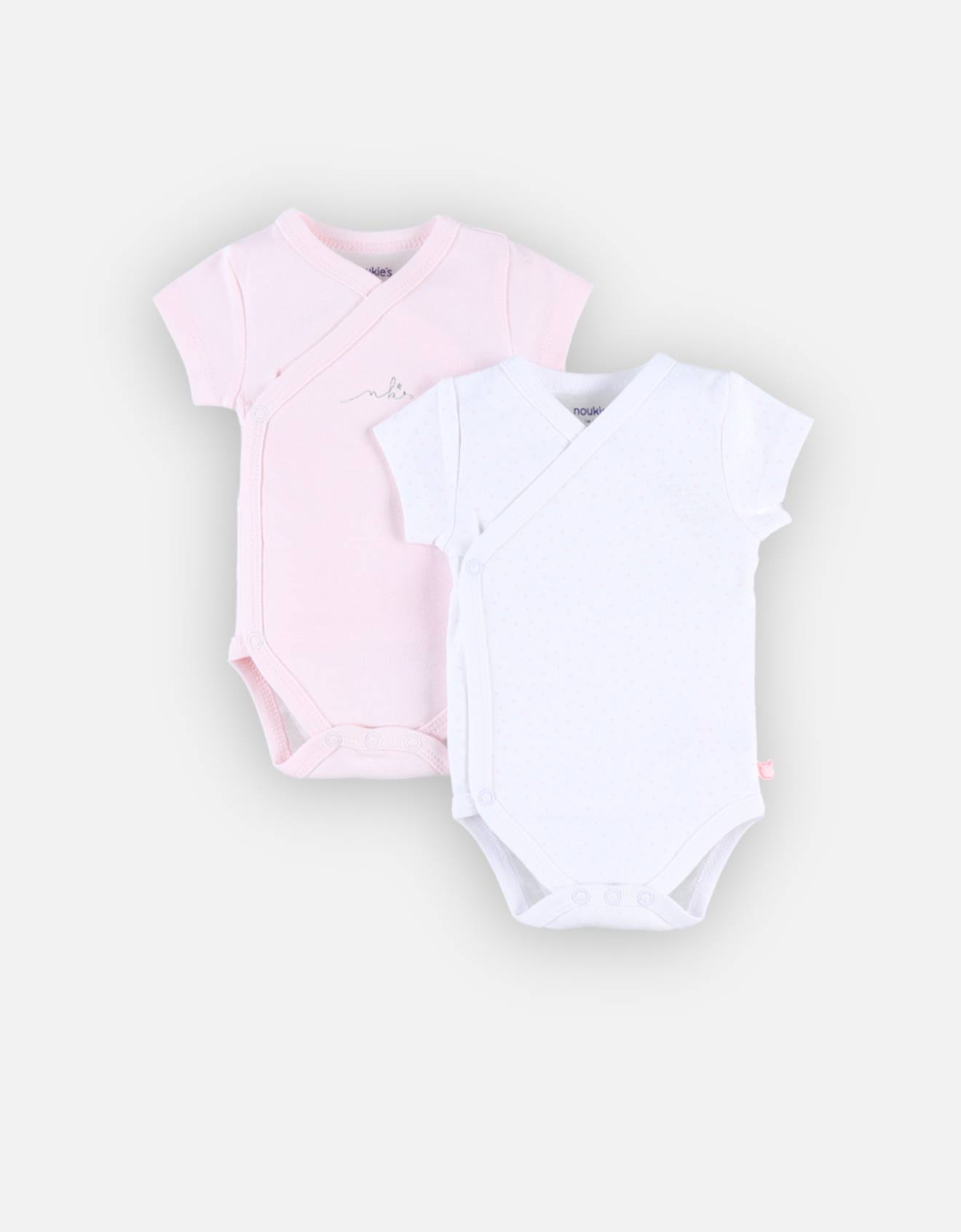 Noukies - Set De 2 Bodys Croisés À Manches Courtes Rose