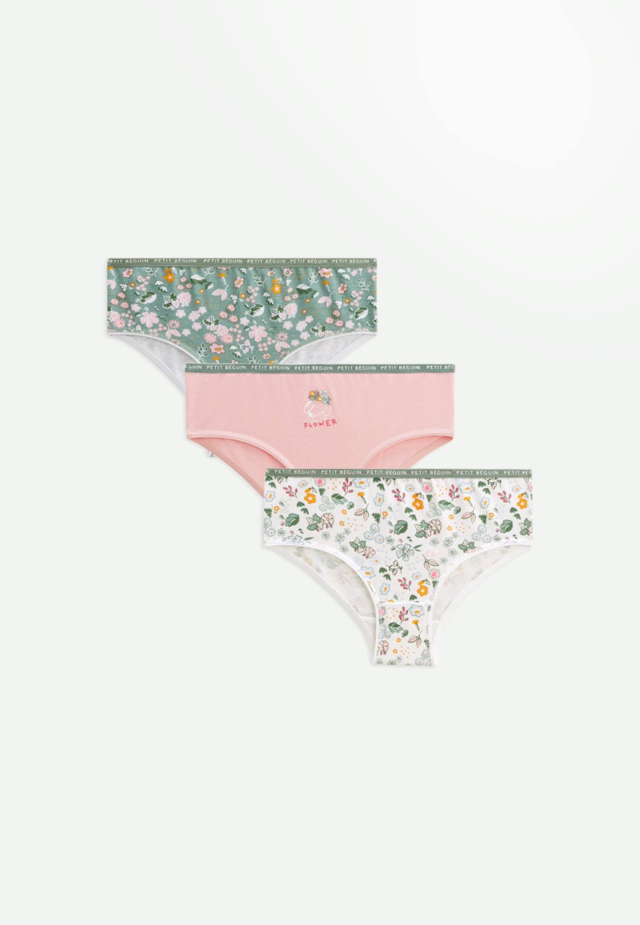 Lot De 3 Culottes Fille Flower Rose