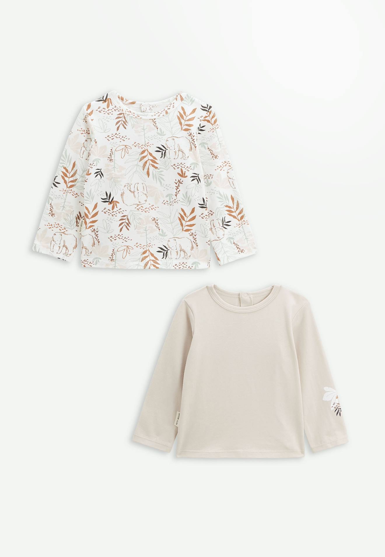 Lot De 2 T-shirts Bébé Manches Longues Malo Ecru