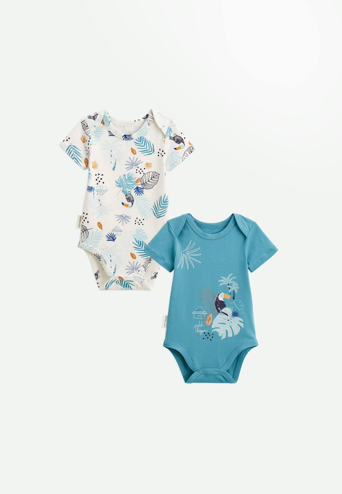 Lot De 2 Bodies Bébé Manches Courtes Athi Bleu