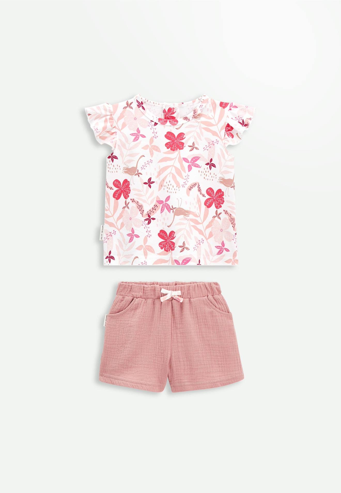 Ensemble Bébé T-shirt Et Short En Gaze De Coton Lipsi Rose