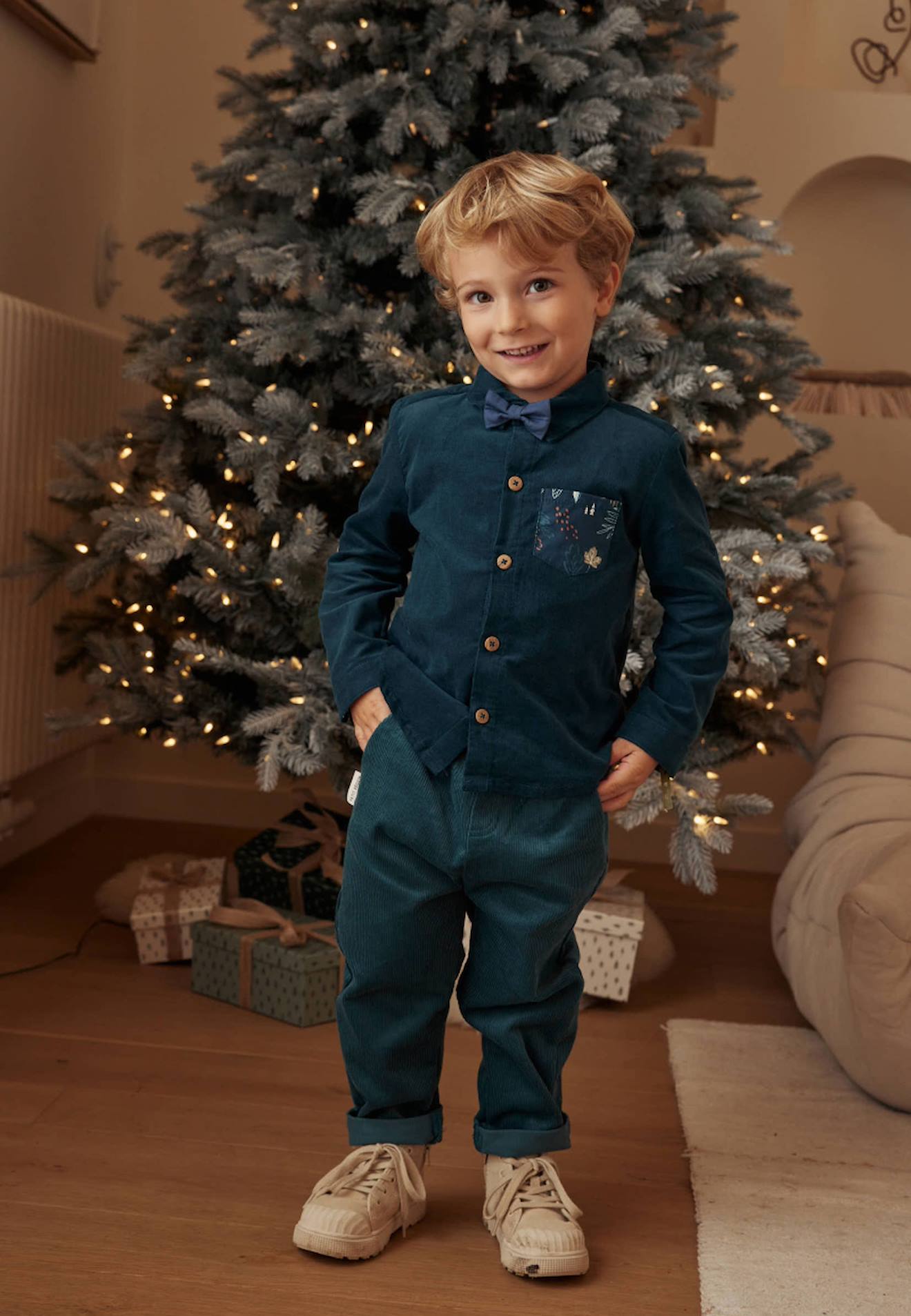 Ensemble Bébé Chemise Et Pantalon Avec Noeud Papillon Magic Bleu