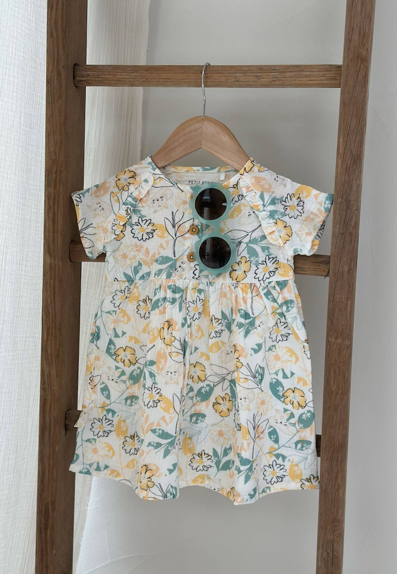 Robe Bébé En Gaze De Coton Capucine Ecru