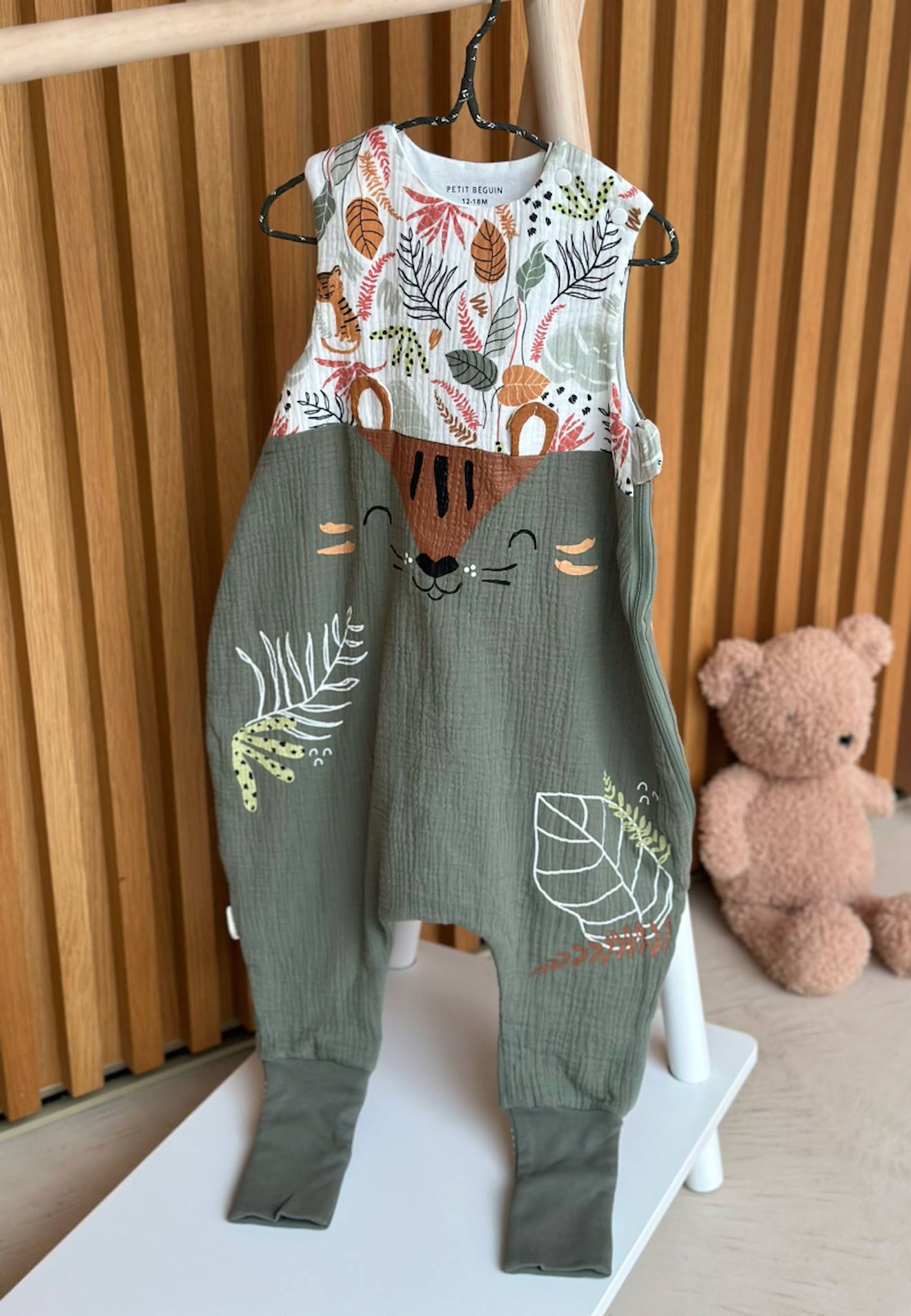 Turbulette D'été En Gaze De Coton Avec Pieds Retroussables Dumbea Kaki
