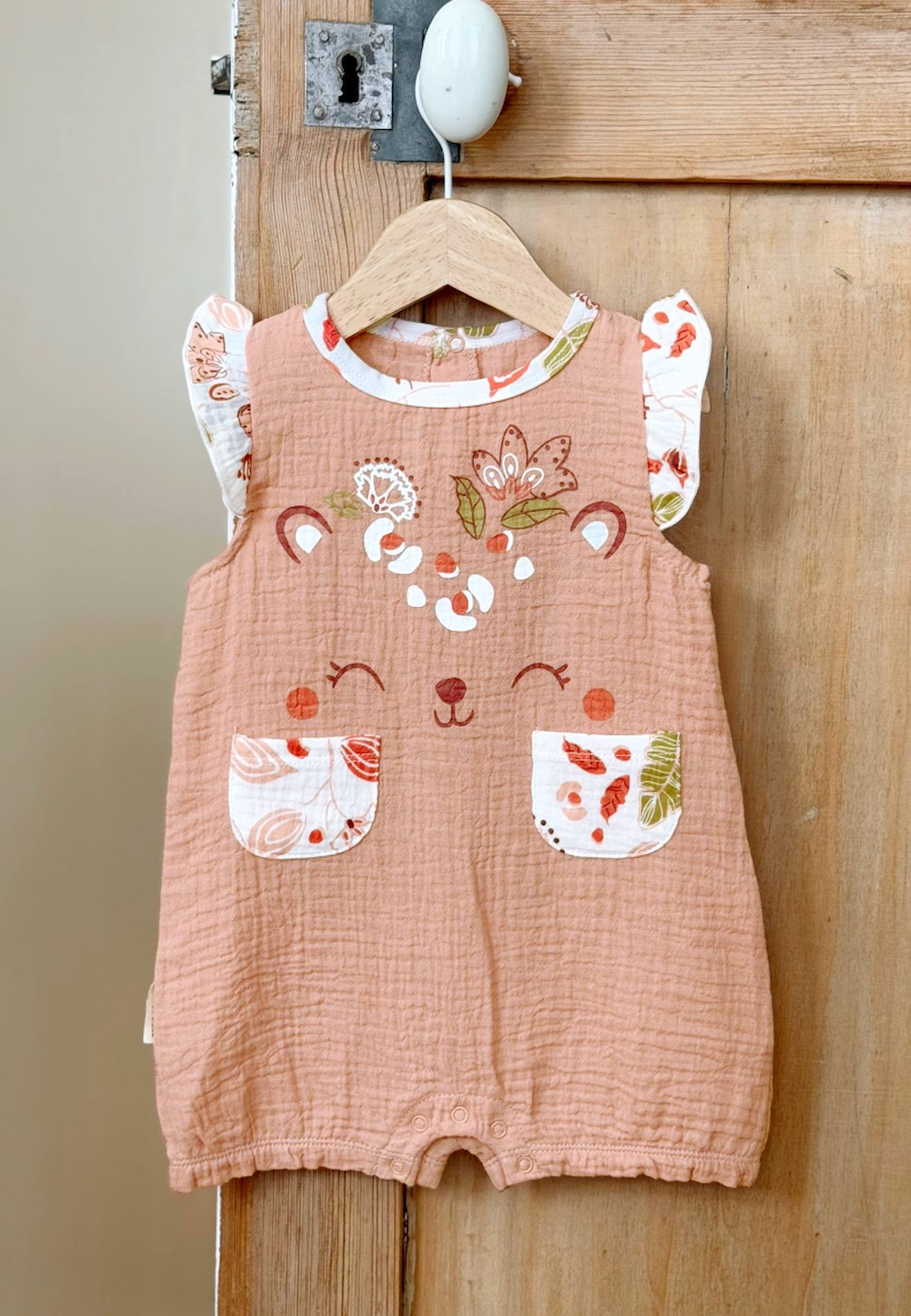 Barboteuse Bébé En Gaze De Coton Mindanao Rose