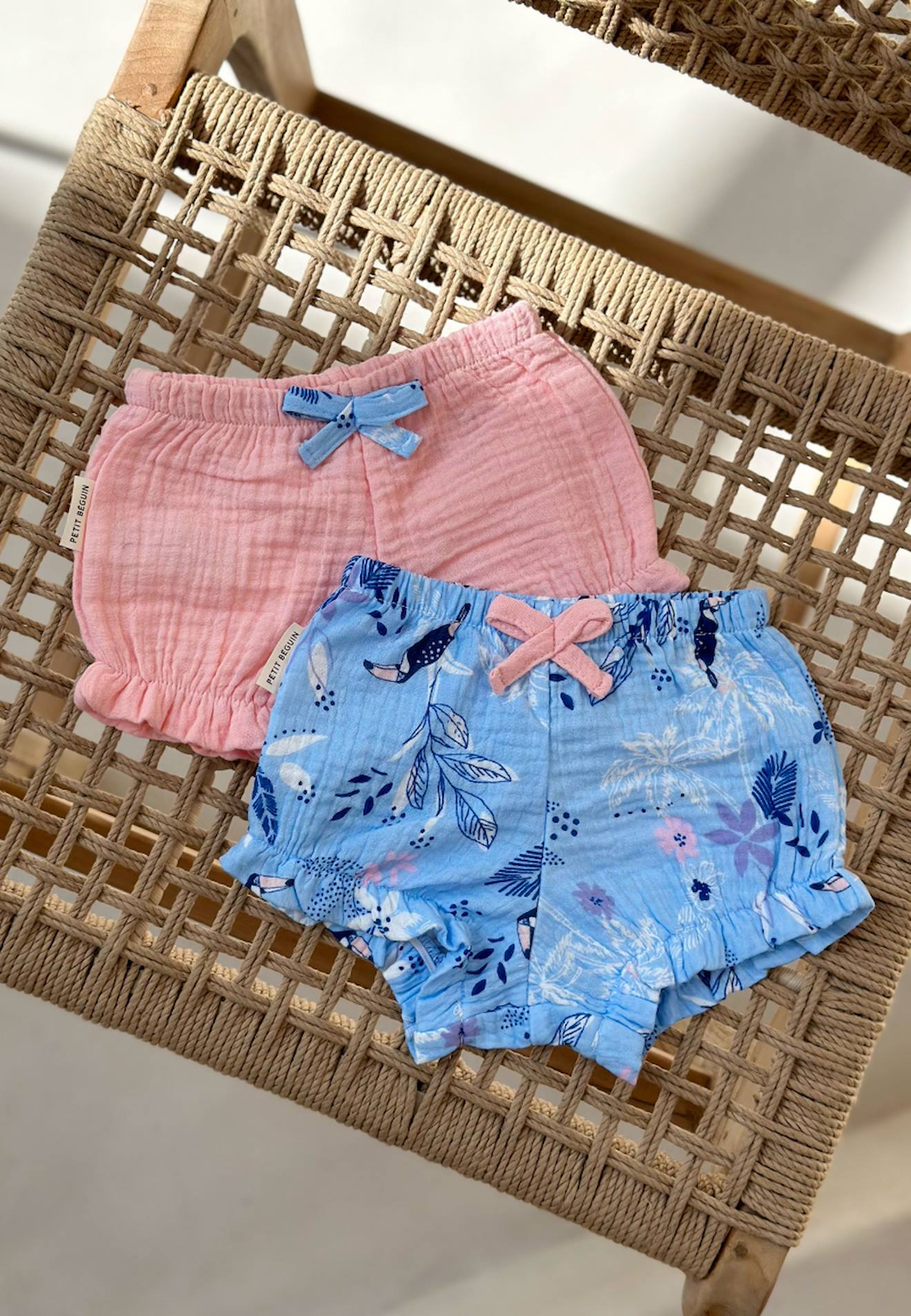 Lot De 2 Bloomers Bébé En Gaze De Coton Bella Chica Bleu