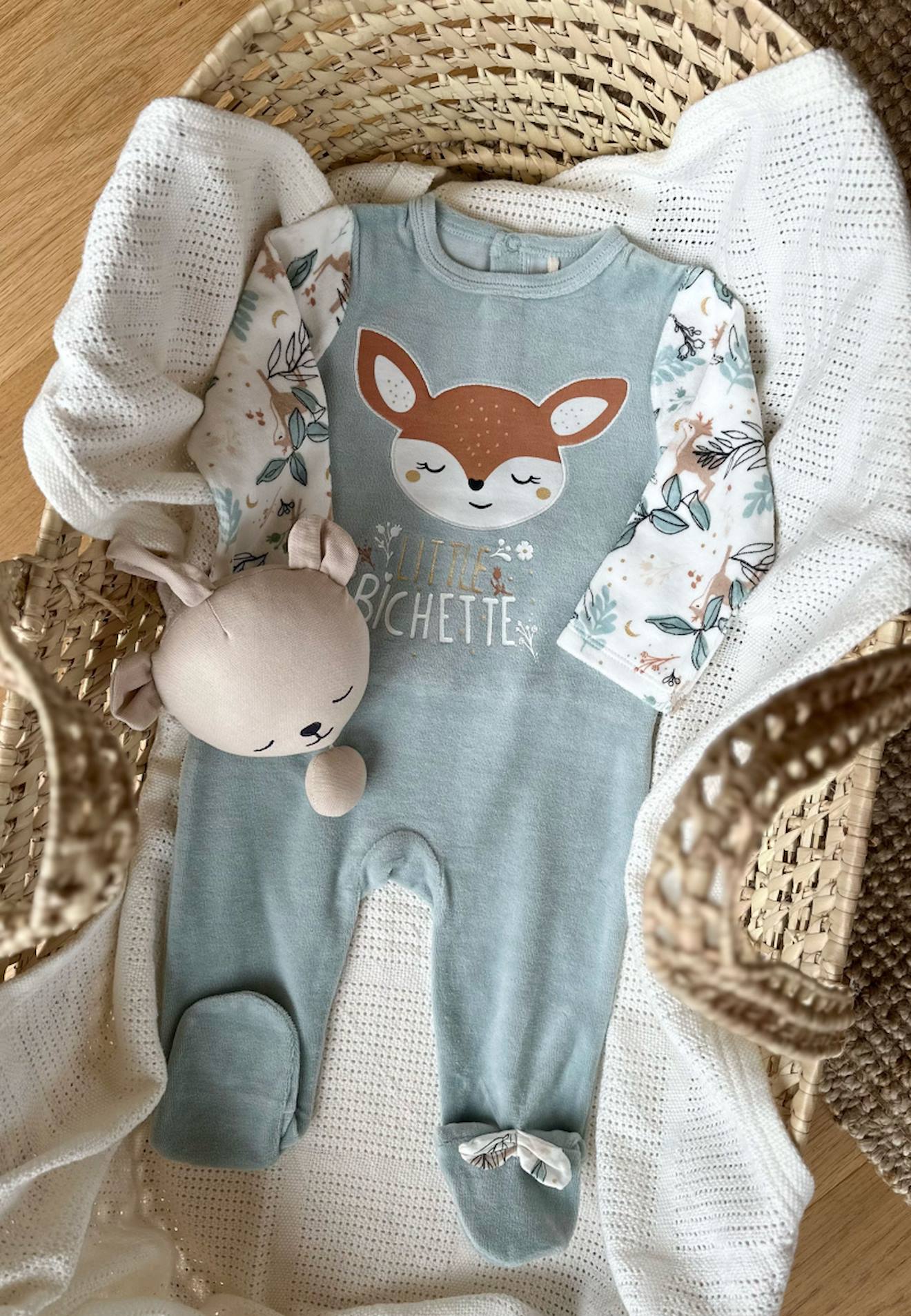 Pyjama Bébé En Velours Alma Bleu