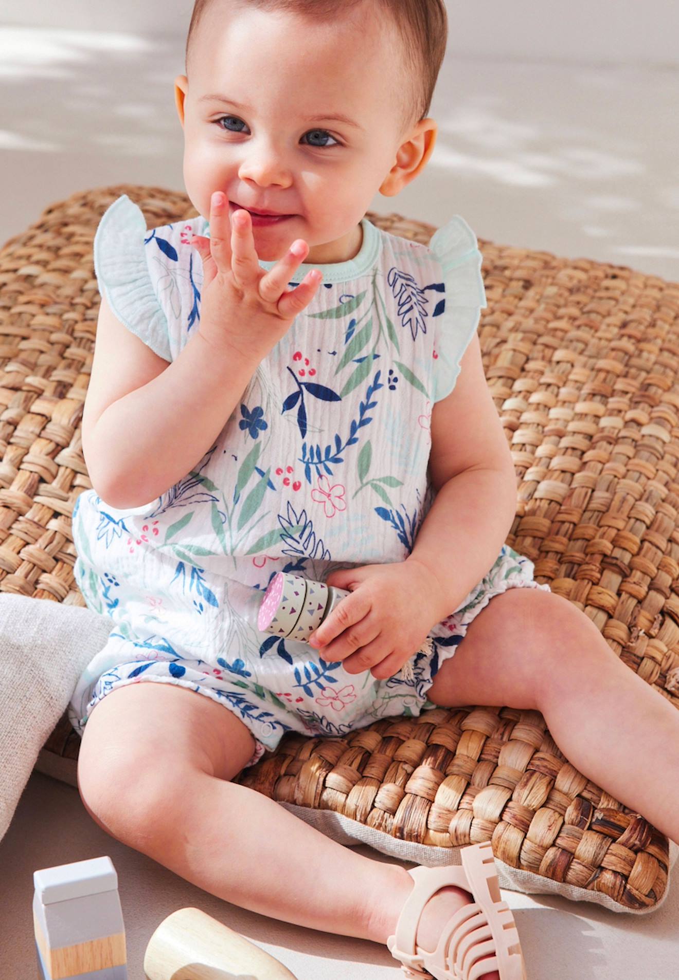 Barboteuse Bébé En Gaze De Coton Écrue Dahlia Ecru