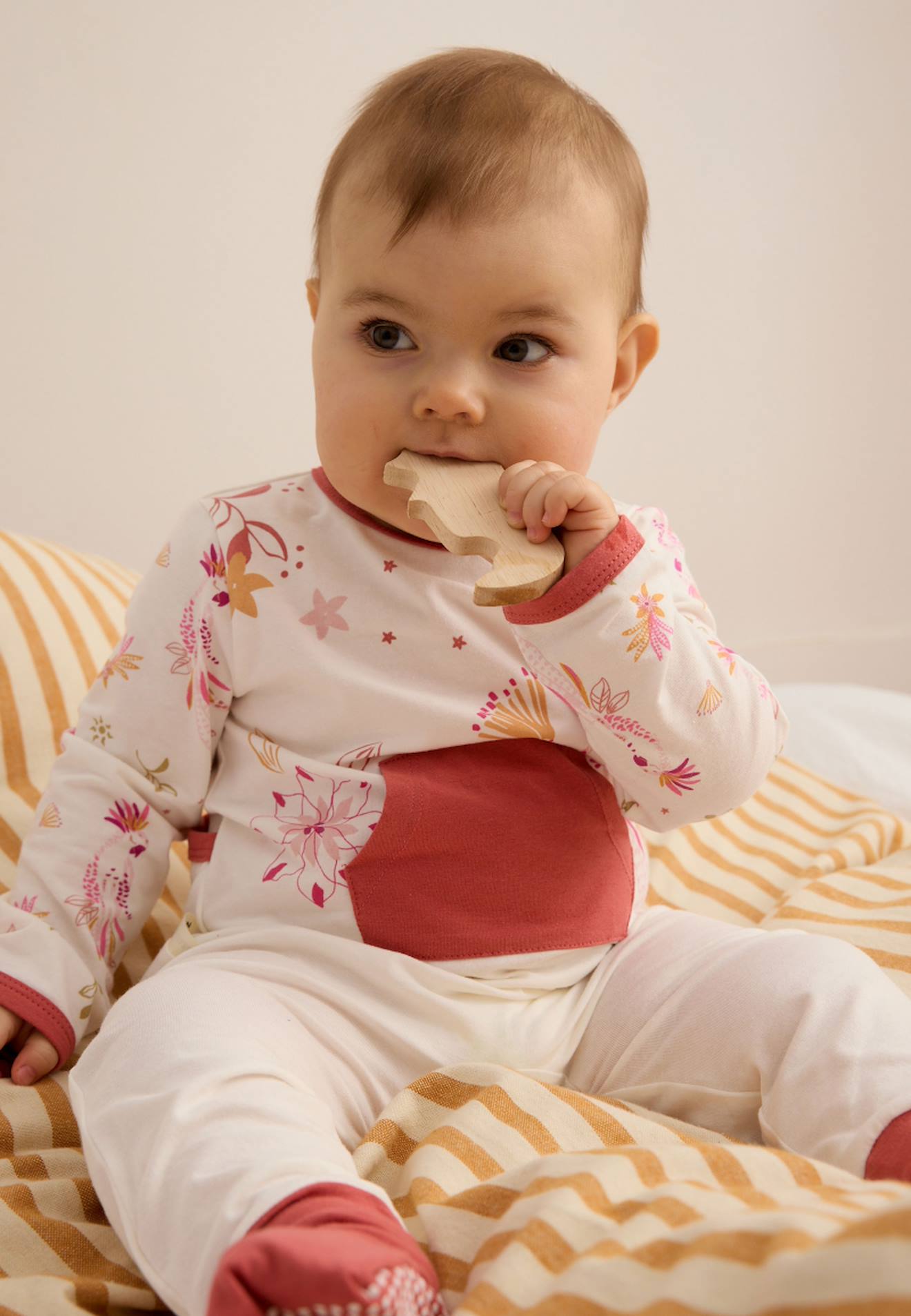 Pyjama Bébé À Pieds Retroussables Fiesta Terracotta