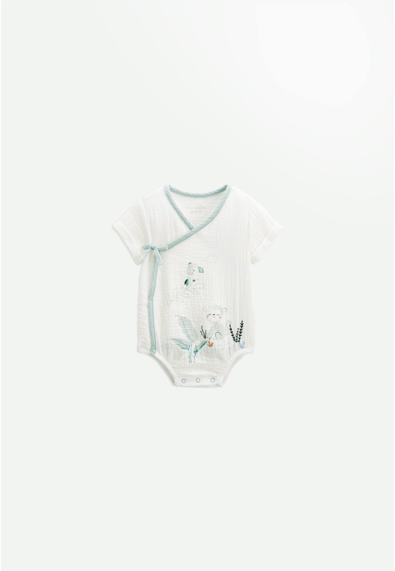 Body Bloomer Bébé Manches Courtes Écru Ouverture Croisée Kimi Ecru