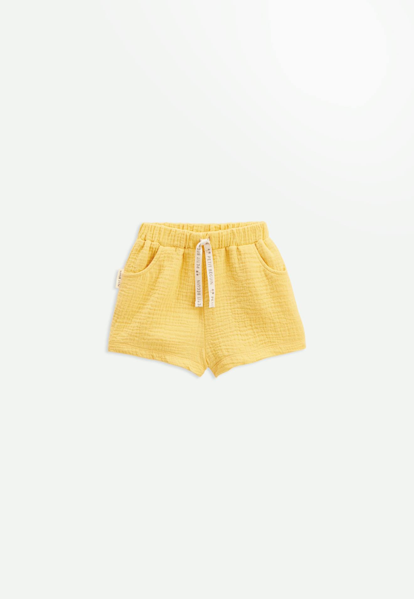 Short Bébé En Gaze De Coton Petit Envahisseur Jaune