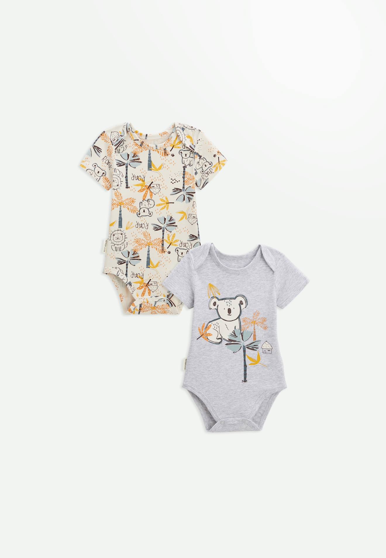 Lot De 2 Bodies Bébé Manches Courtes Tapioca Gris
