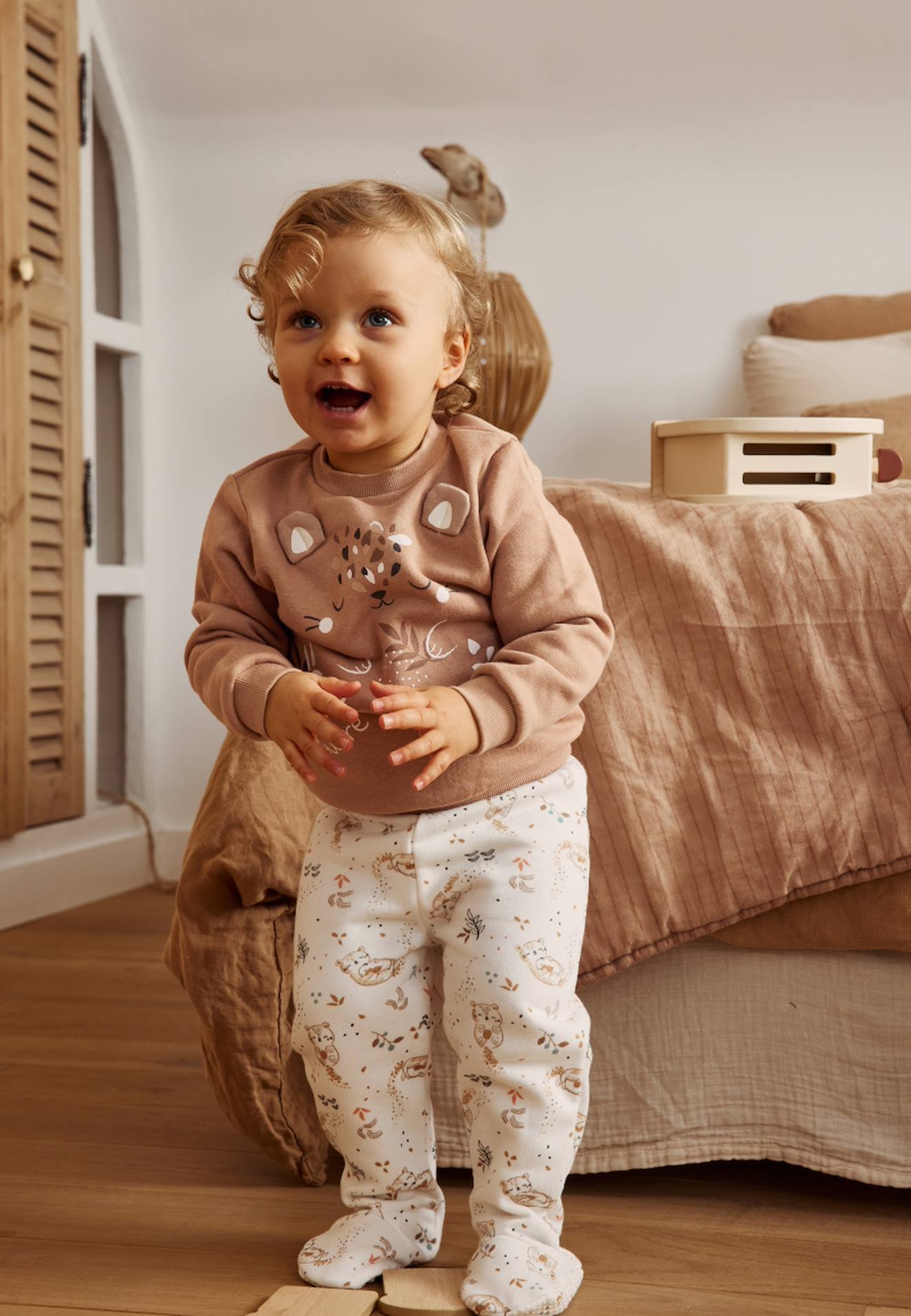 Ensemble Bébé Sweat Et Pantalon En Molleton Mini Loutre Marron