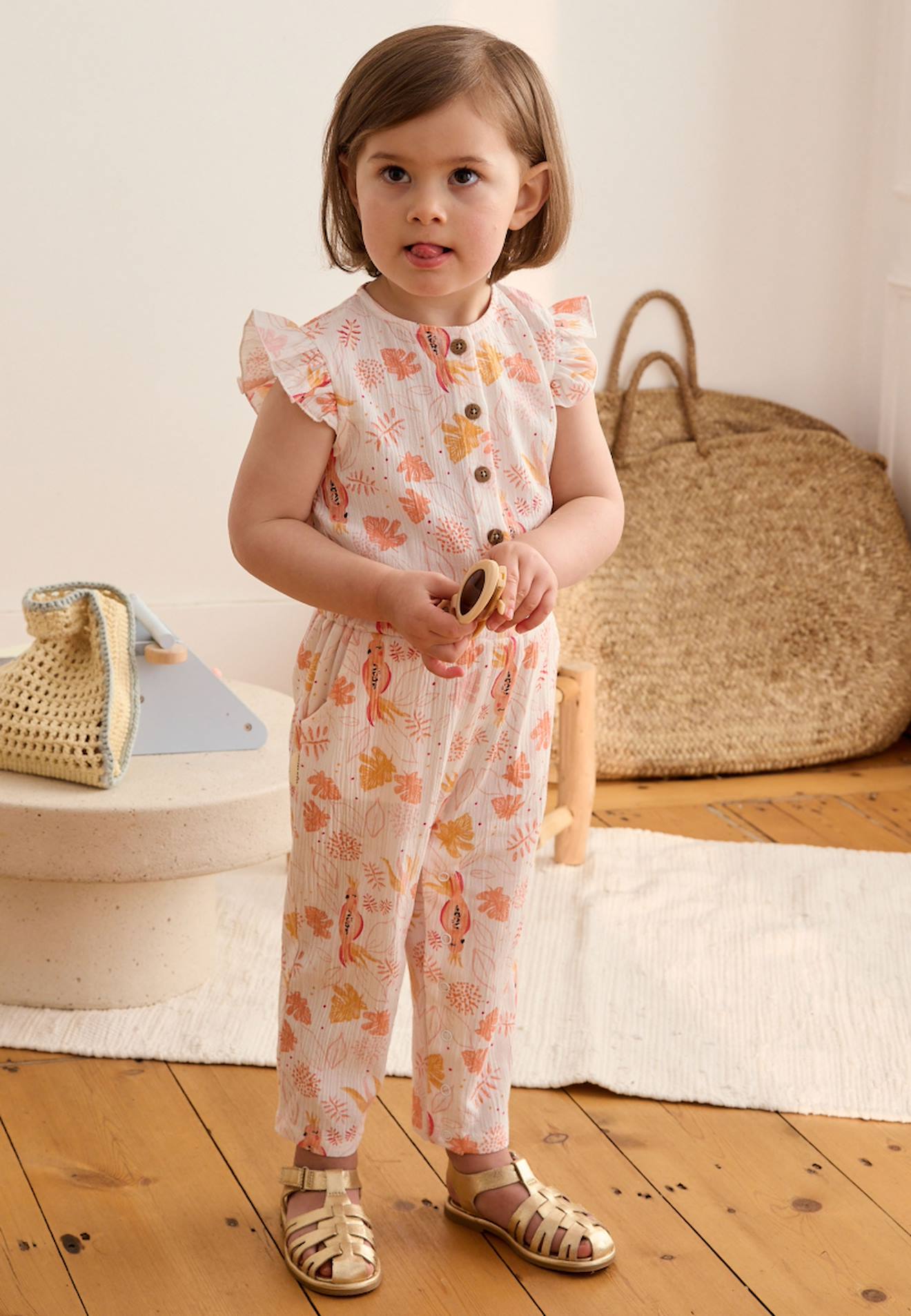 Combinaison Bébé En Gaze De Coton Sumba Rose