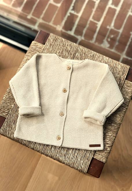 Petit Beguin - Gilet Bébé En Tricot Lou Ecru