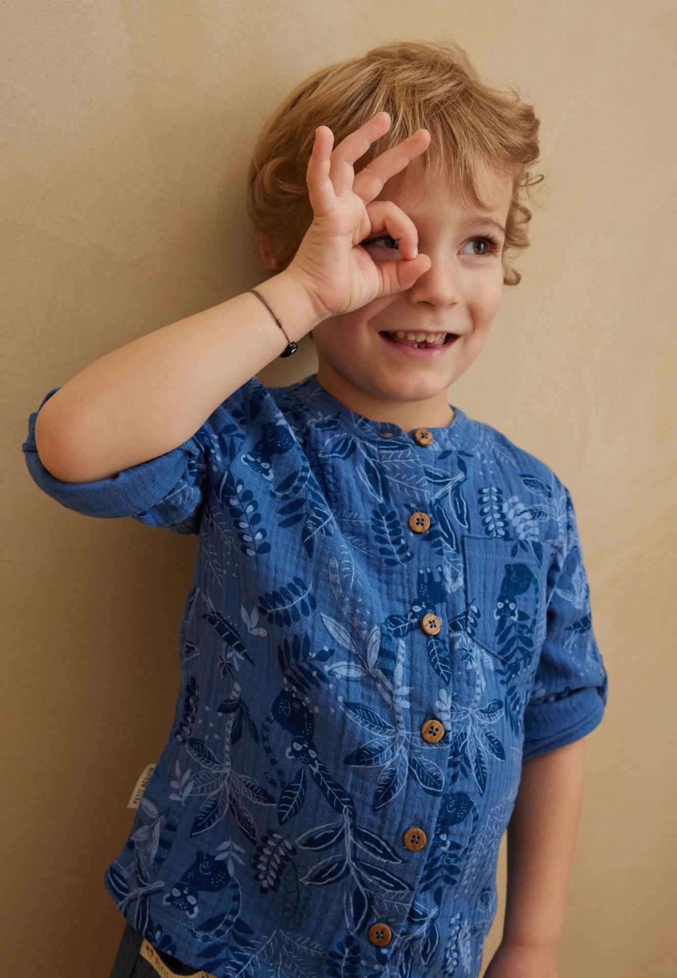 Chemise Bébé En Gaze De Coton Gamboa Bleu