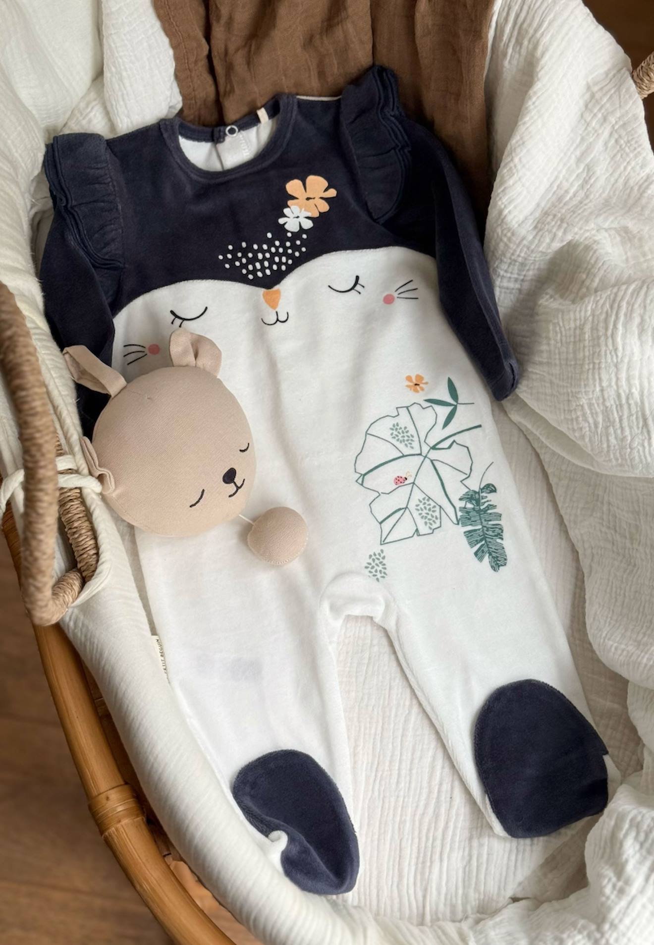 Pyjama Bébé En Velours Holamuchacha Ecru