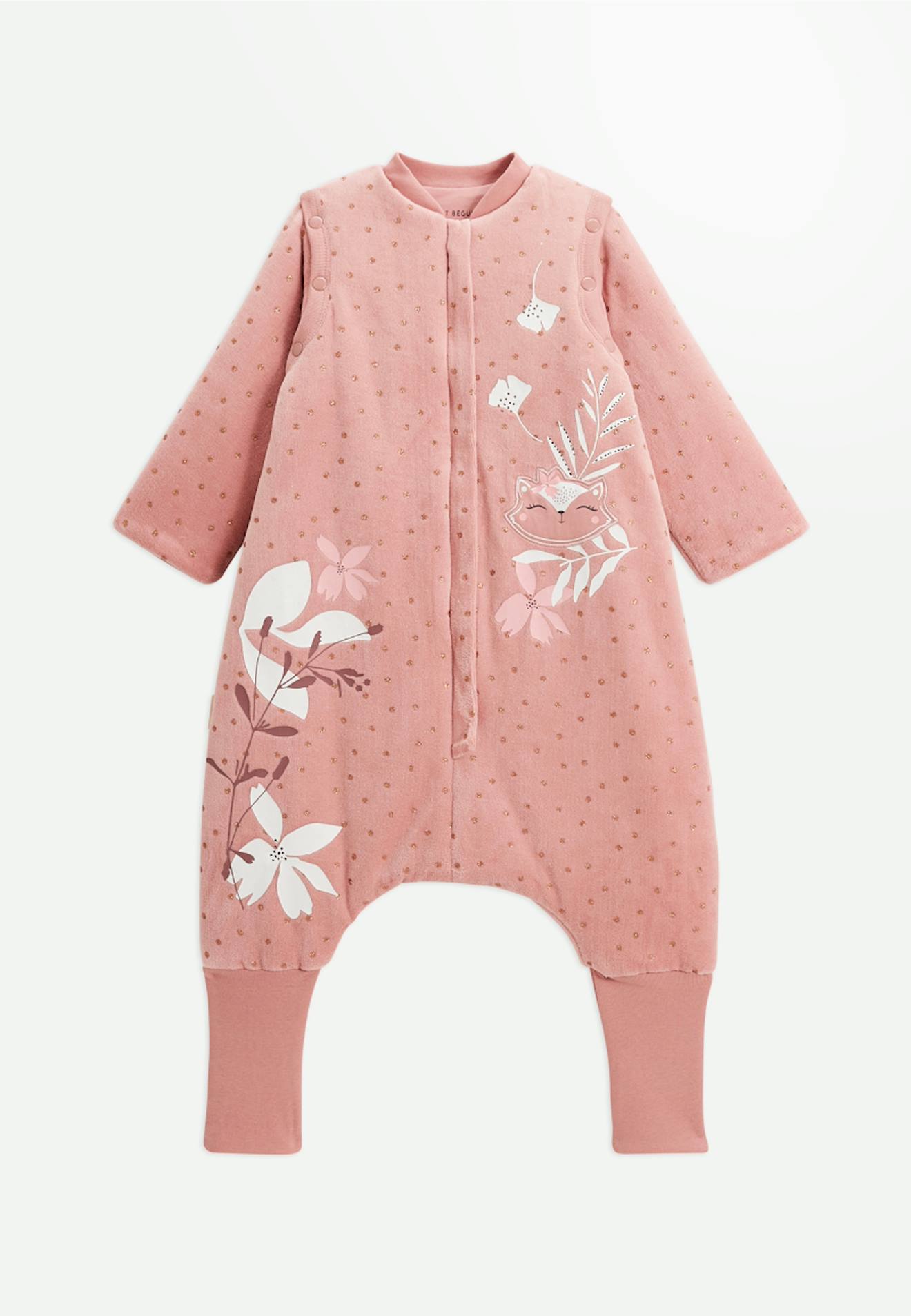 Turbulette D'hiver En Velours Avec Pieds Retroussables Et Manches Amovibles Bébé Rosa Rose