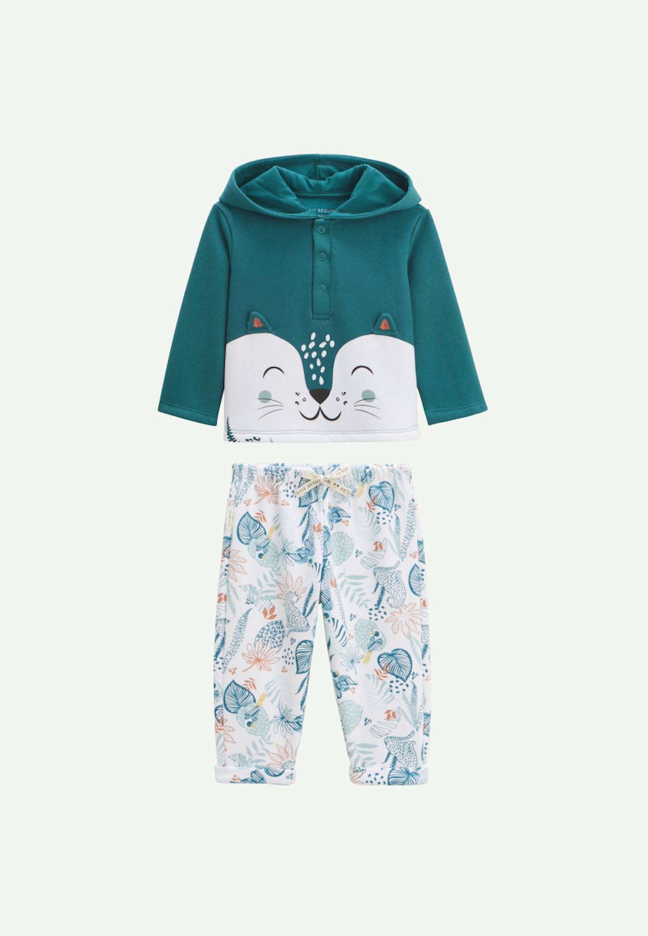 Ensemble Bébé Sweat-shirt À Capuche Et Pantalon En Molleton Roméo Bleu