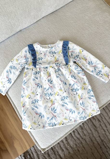 Fille-Robe enfant en molleton bianca