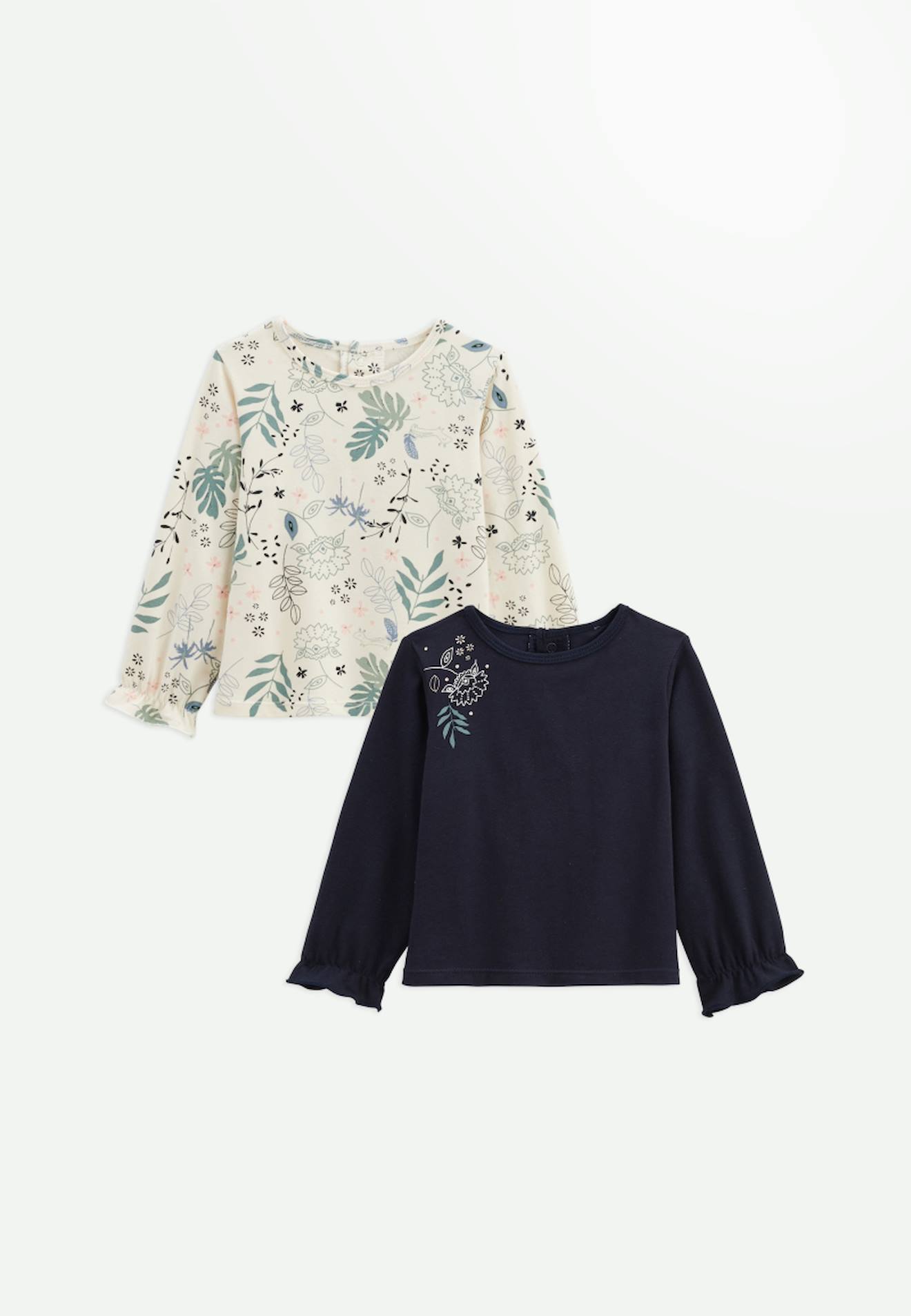 Lot De 2 T-shirts Enfant Manches Longues Belle De Nuit Bleu