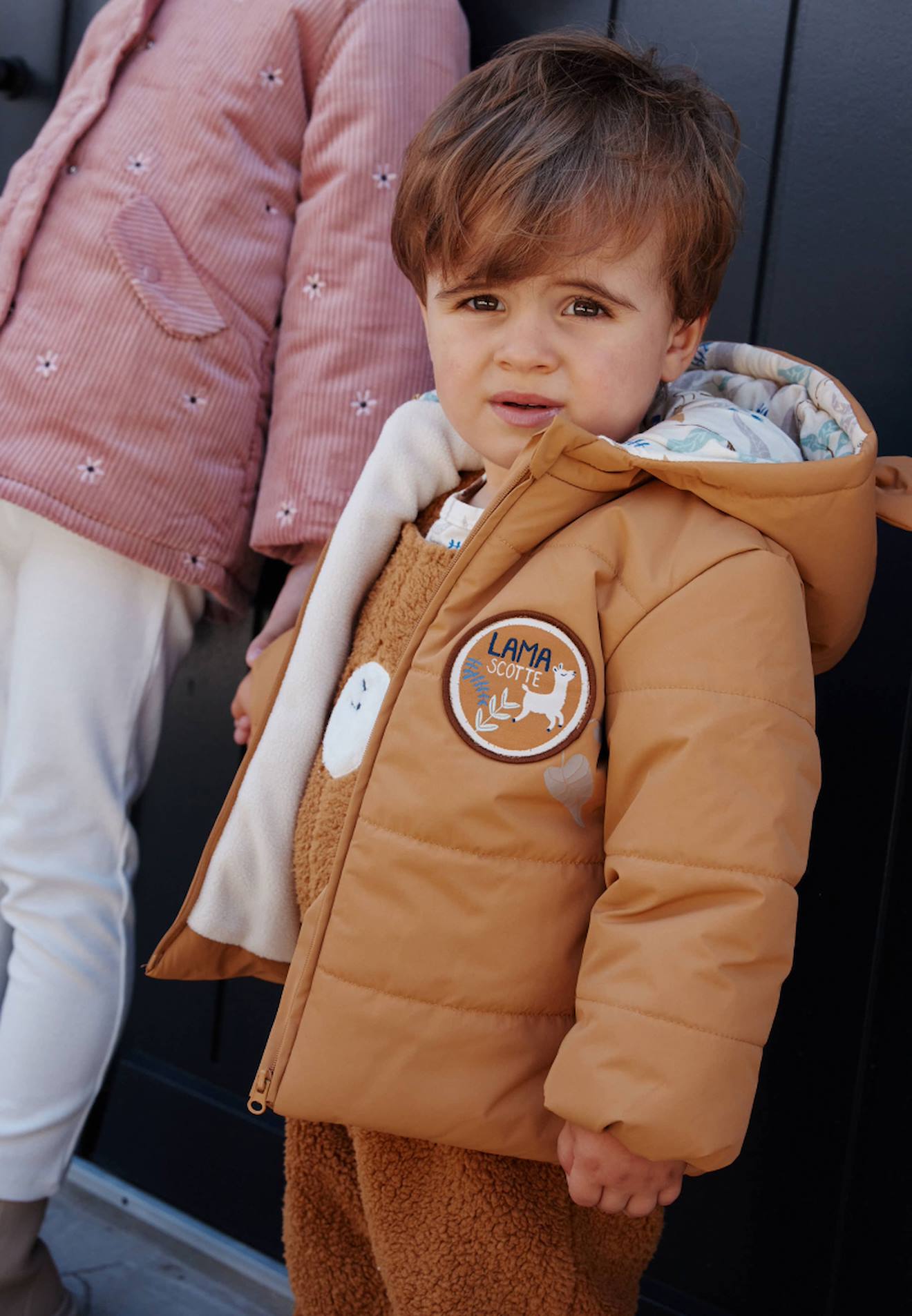 Doudoune Bébé Intérieur Polaire Avec Capuche Lamascotte Camel