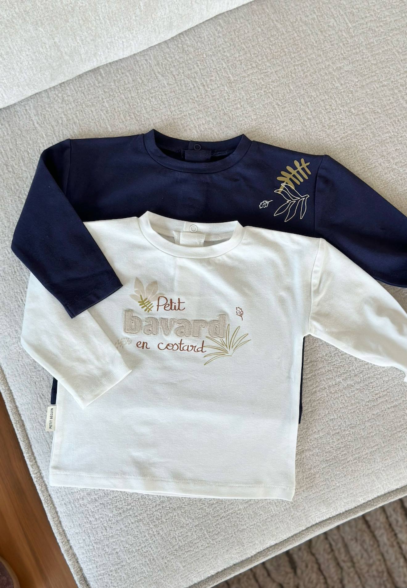 Lot De 2 T-shirts Bébé Manches Longues Gribouille Bleu