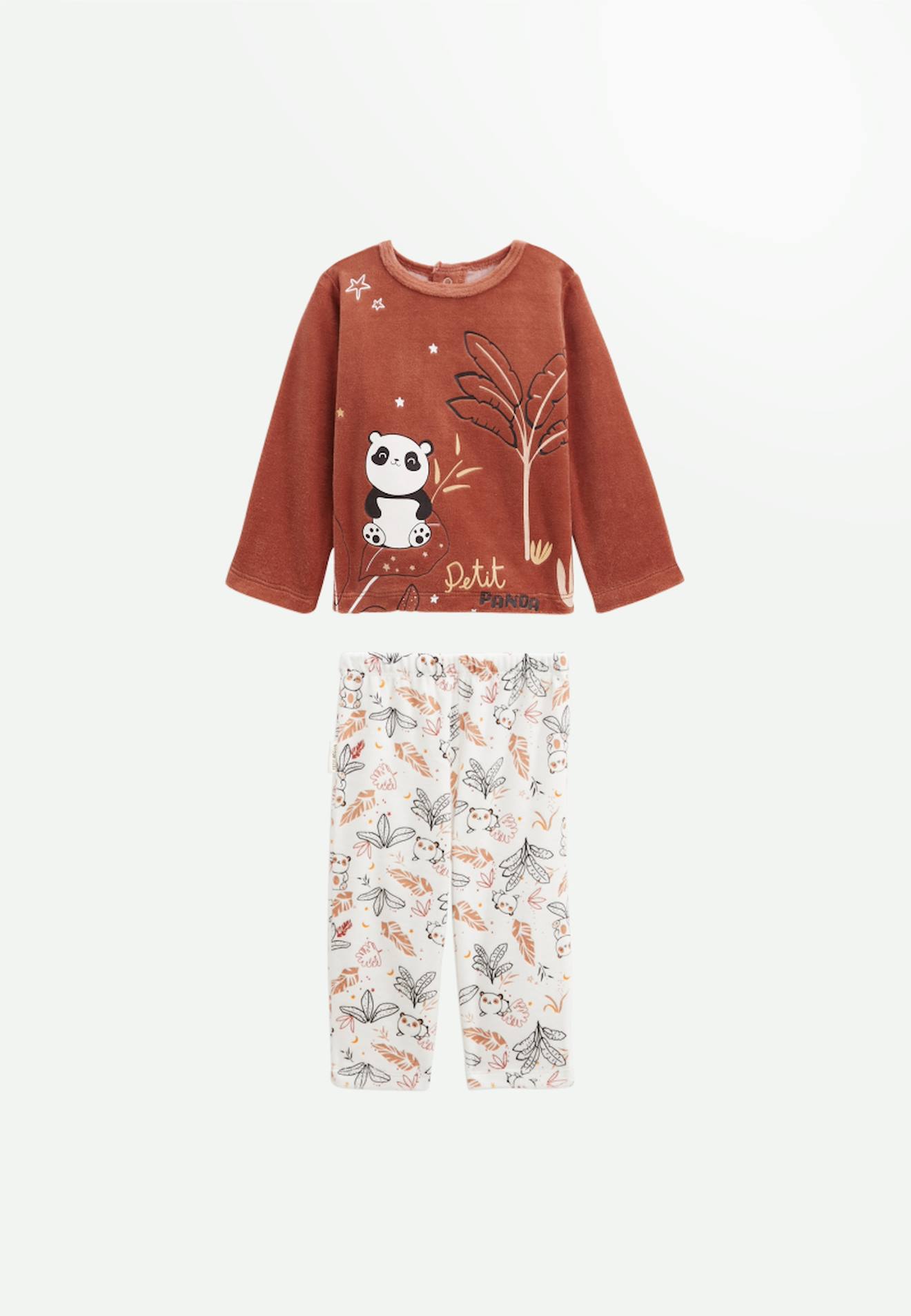 Pyjama Bébé 2 Pièces En Velours Maloueg Marron