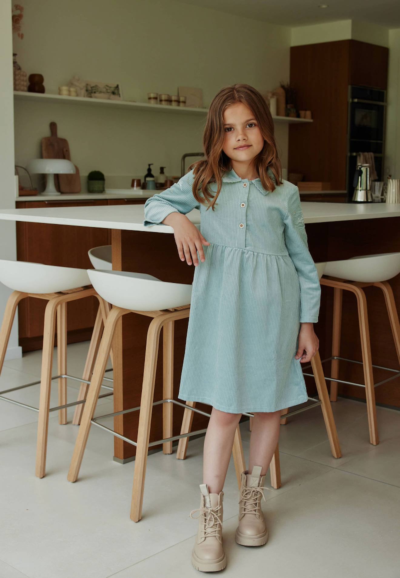 Robe Bébé En Velours Côtelé Alma Bleu