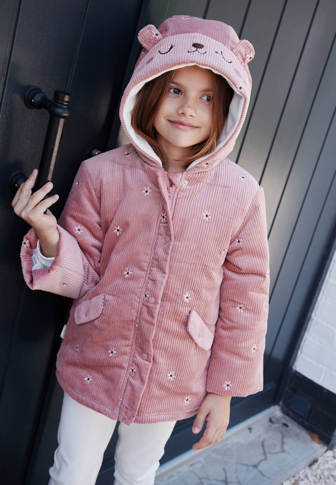 Manteau Bébé Velours Côtelé Intérieur Polaire Bloom Marron