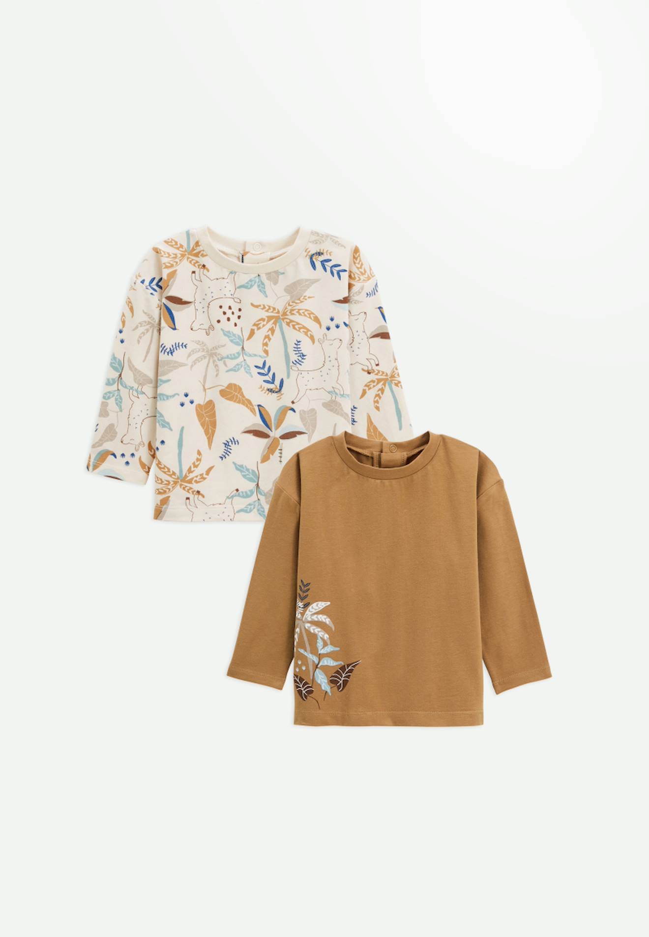 Lot De 2 T-shirts Bébé Manches Longues Lamascotte Camel