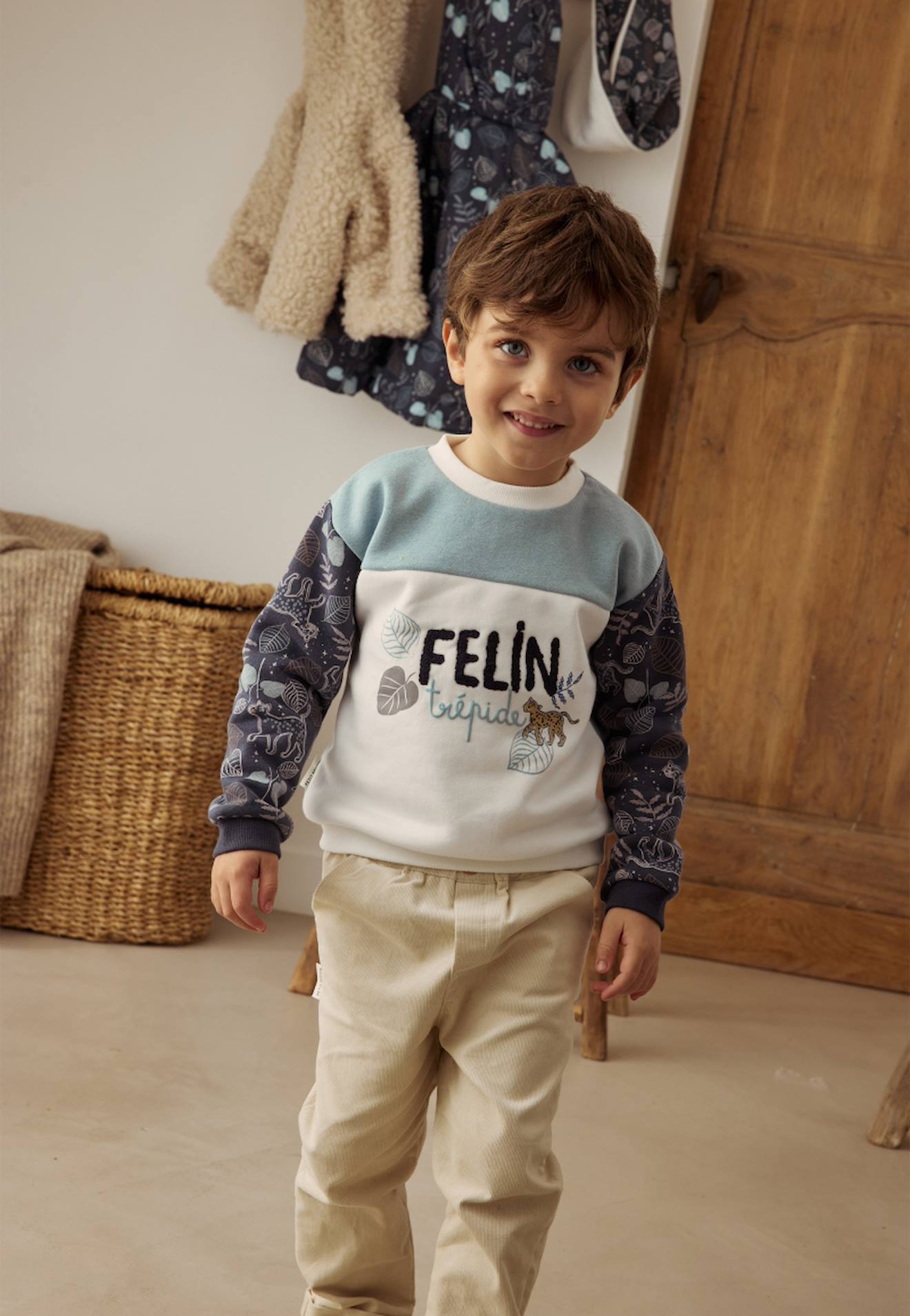 Sweat-shirt Bébé En Molleton Félintrépide Bleu