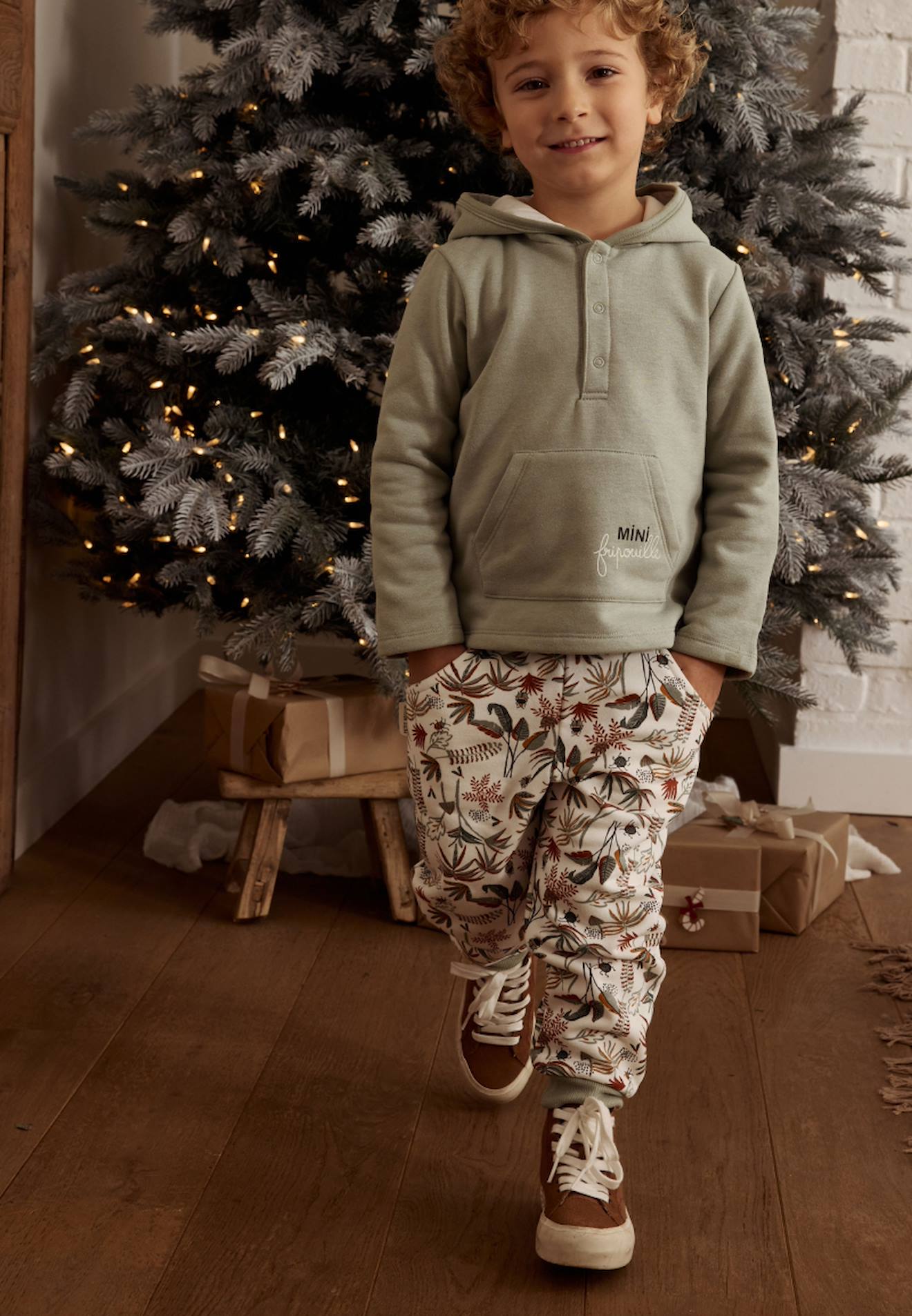 Ensemble Bébé Sweat-shirt À Capuche Et Pantalon En Molleton Abou Vert