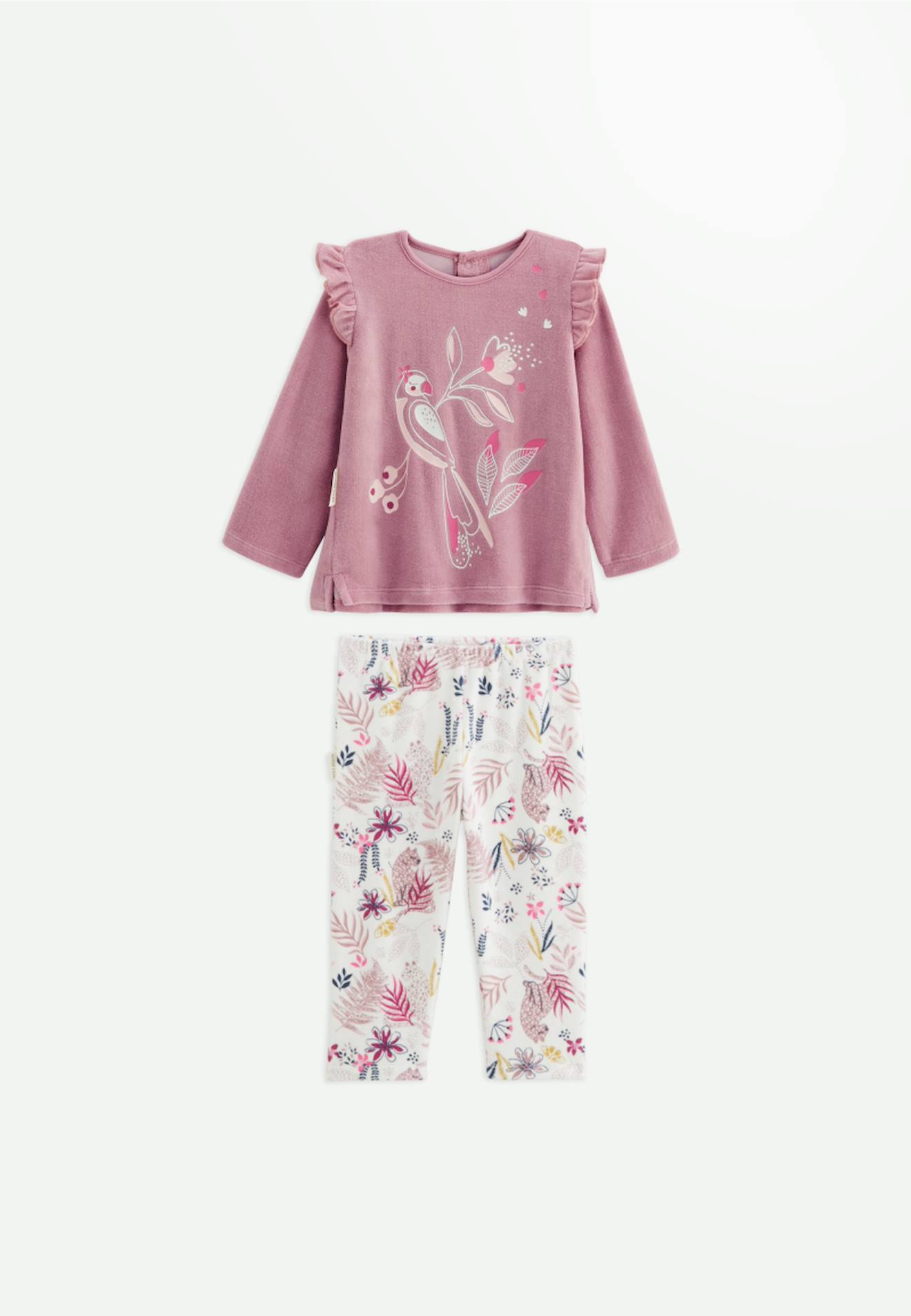 Pyjama Bébé 2 Pièces En Velours Rose Louisa Rose