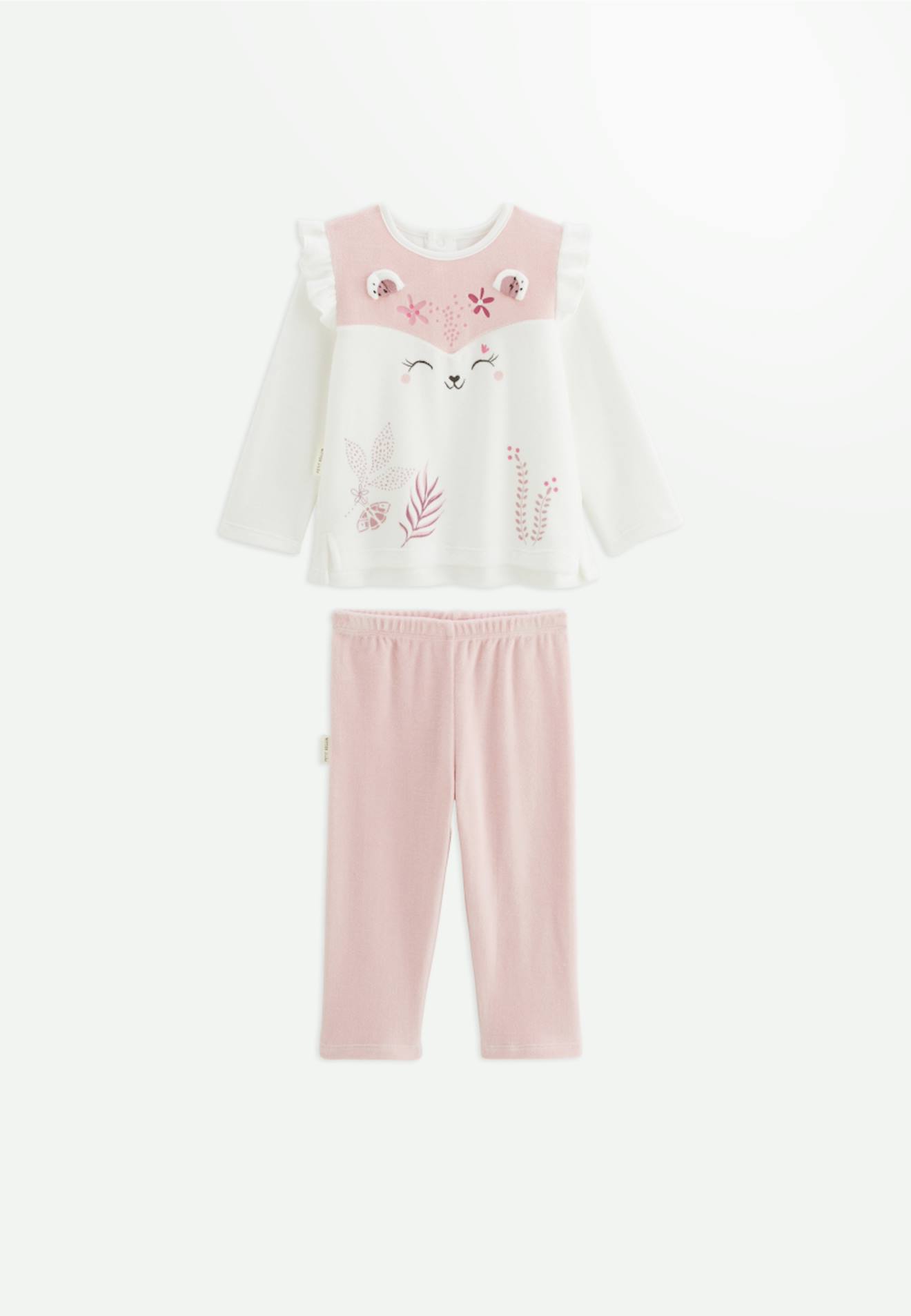 Pyjama Bébé 2 Pièces En Velours Écru Louisa Ecru