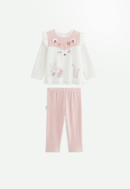 Pyjama enfant 2 pièces en velours écru louisa  - vertbaudet enfant