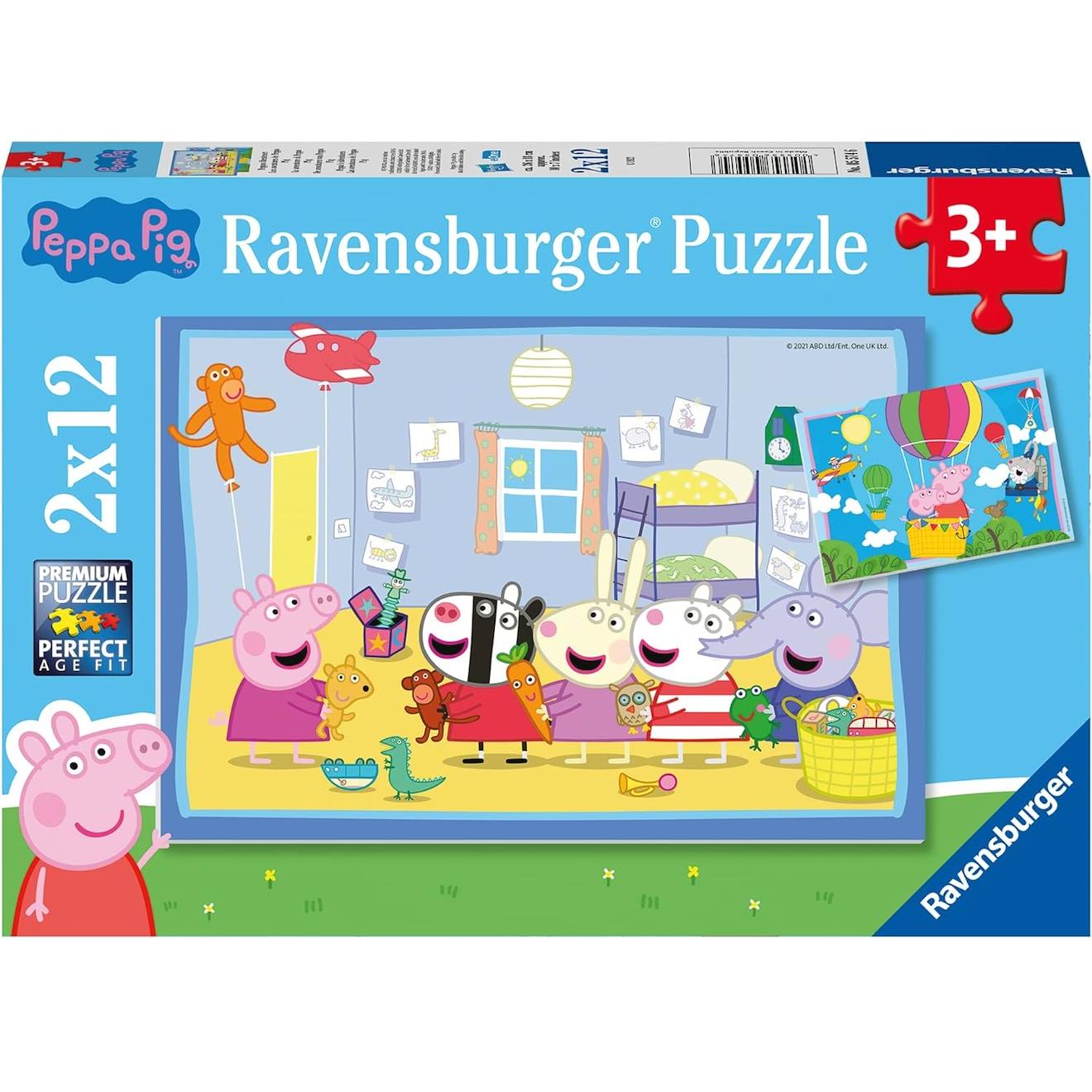 Ravensburger - Puzzle Les Aventures De Peppa Pig 2x12 Pcs Bleu
