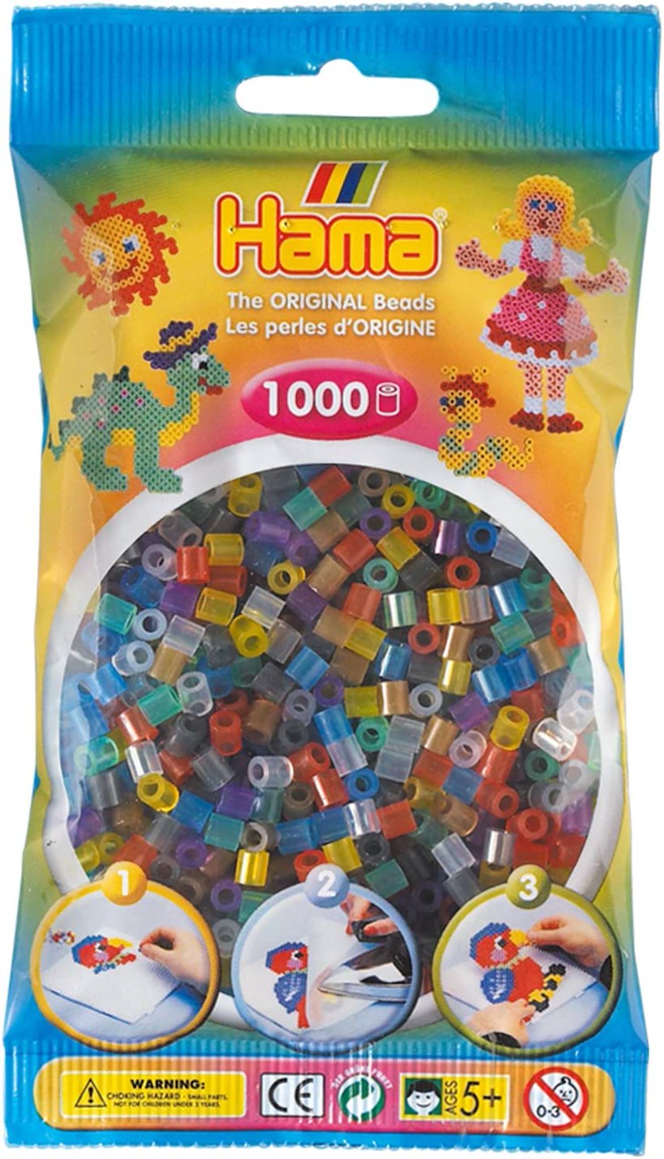 Sachet 1000 Perles Plastique Midi Transp Mix Beige