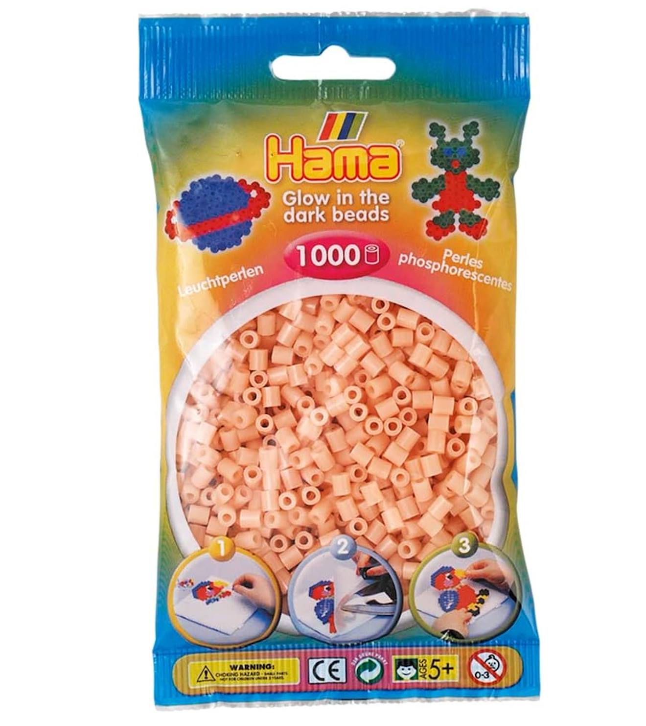 Sachet 1000 Perles Plastique Midi Mix Rose Phosphorescent Rouge