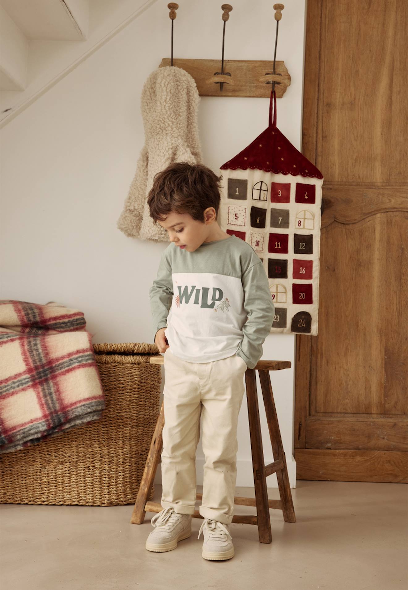 Pantalon Enfant En Velours Côtelé Gribouille Sable