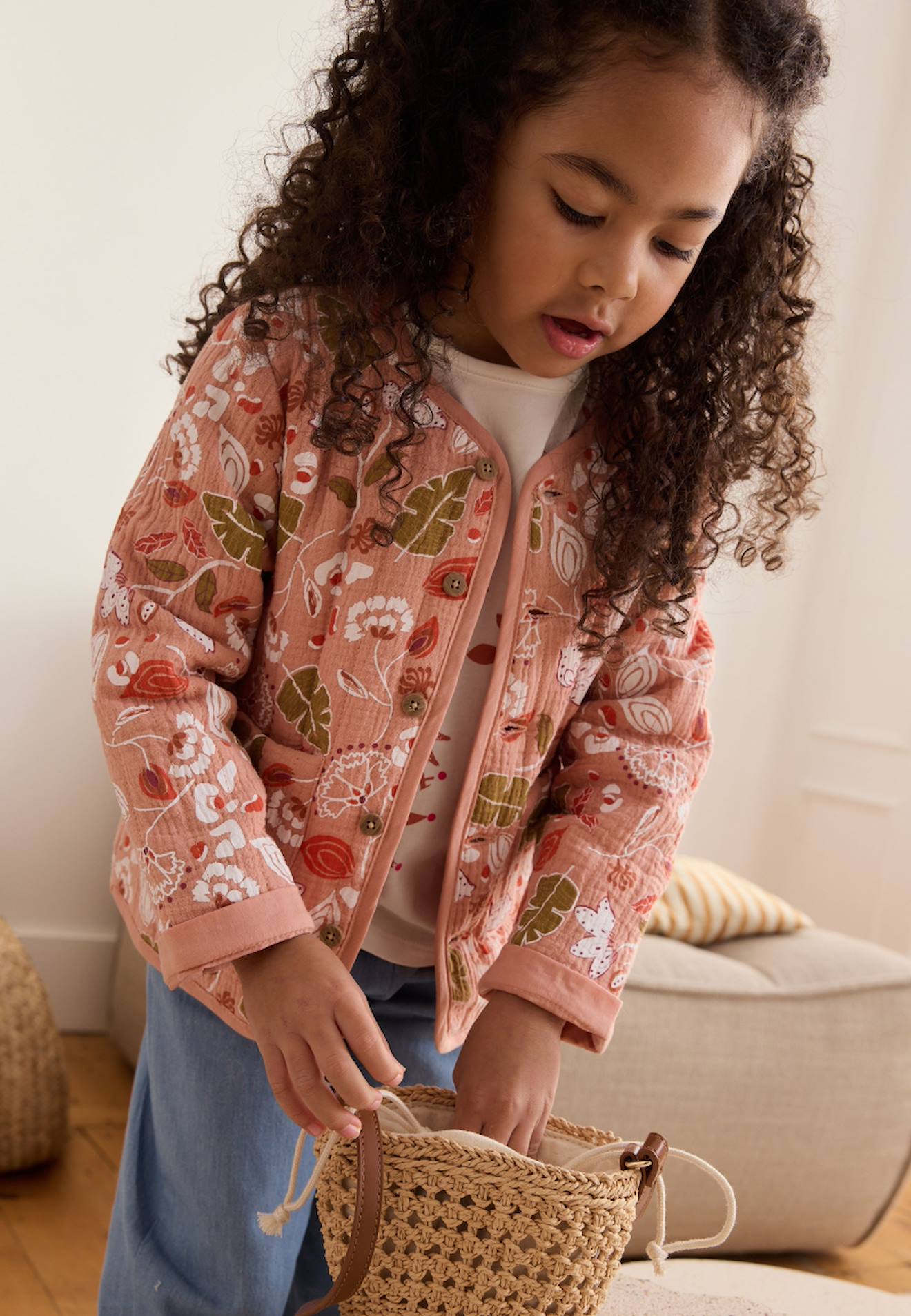 Veste Enfant En Gaze De Coton Matelassé Mindanao Rose