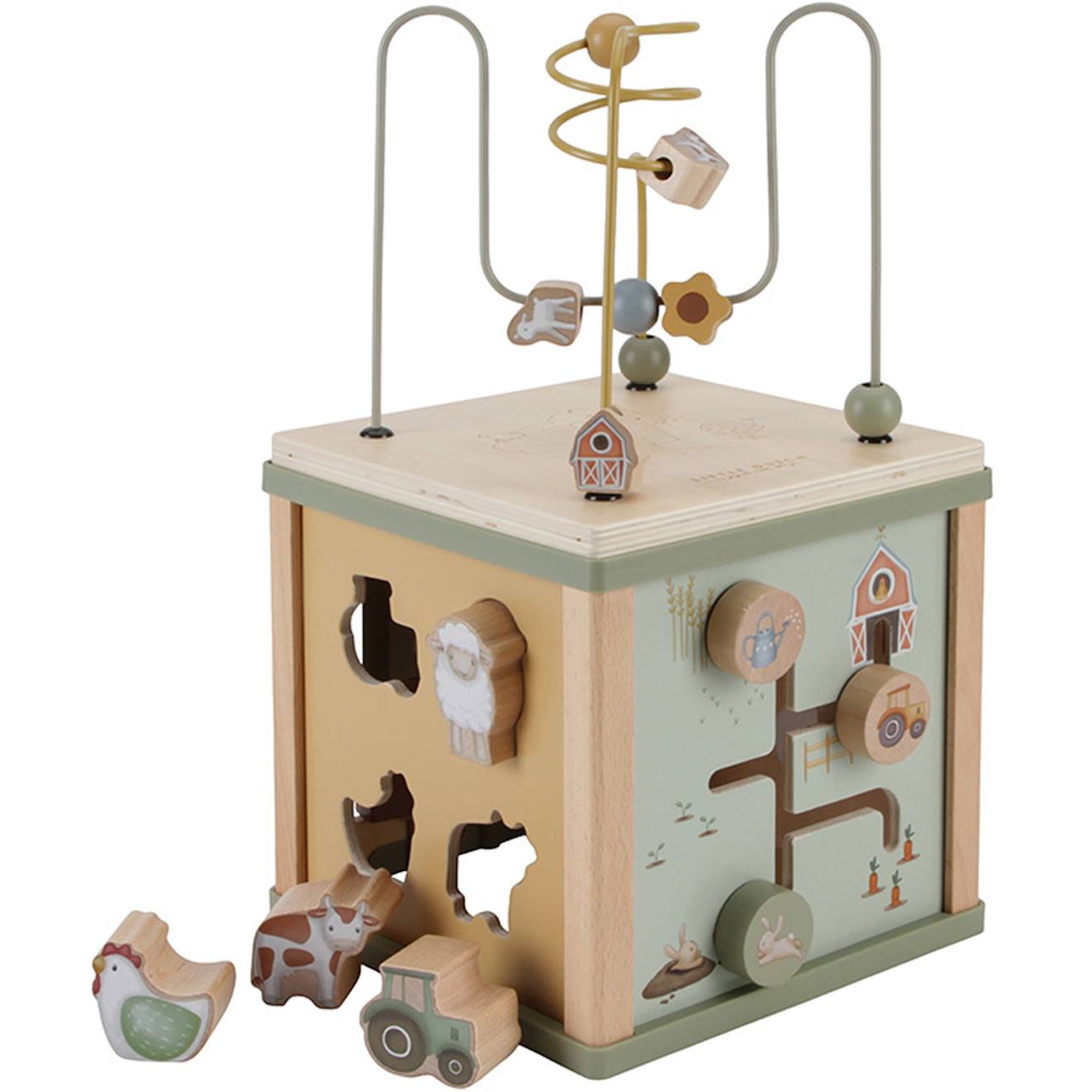 Cube D'activités En Bois Little Farm Vert