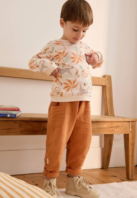 Bébé-Ensemble enfant sweat et pantalon en gaze de coton tango