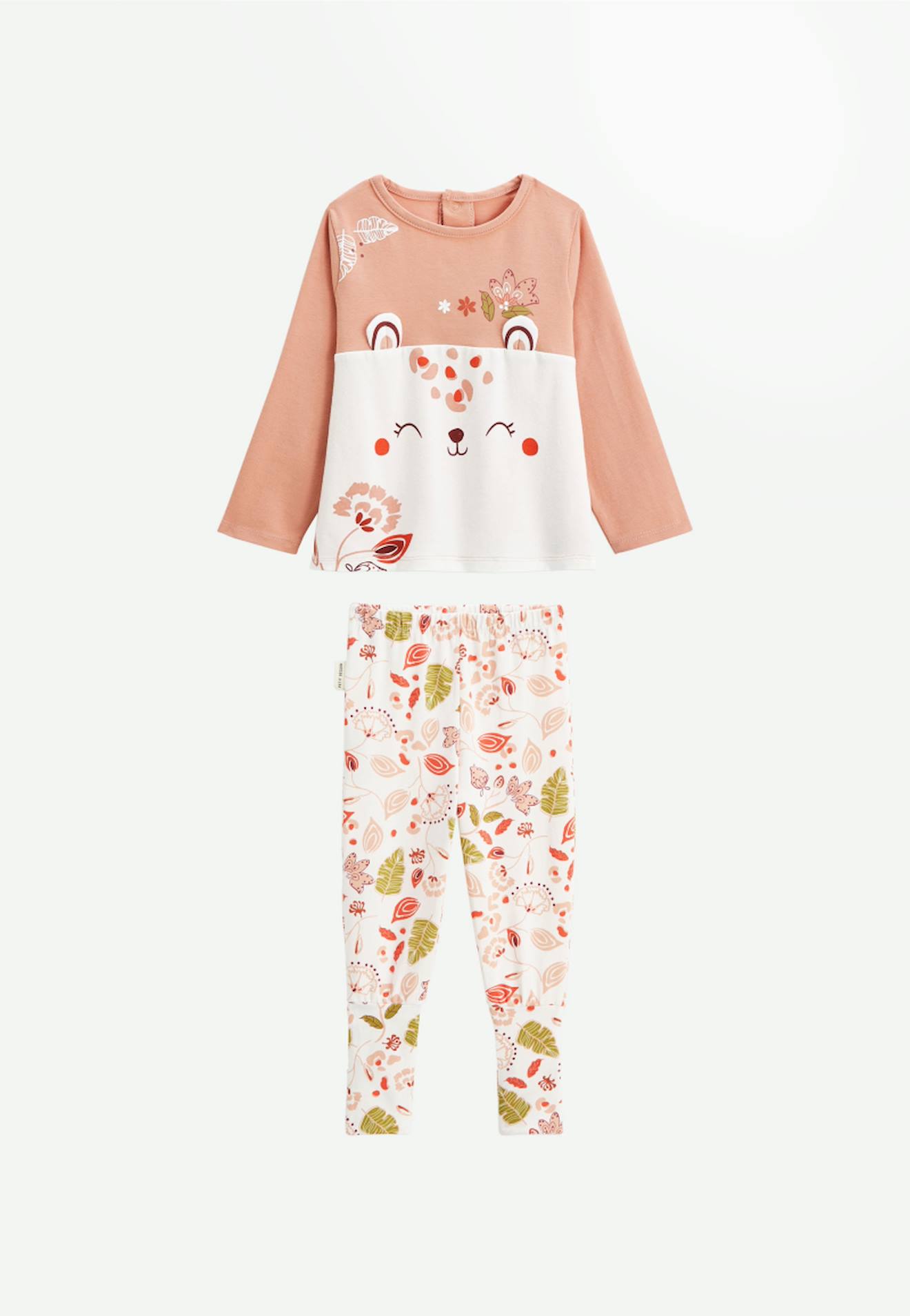 Pyjama Enfant 2 Pièces À Pieds Retroussables Mindanao Rose