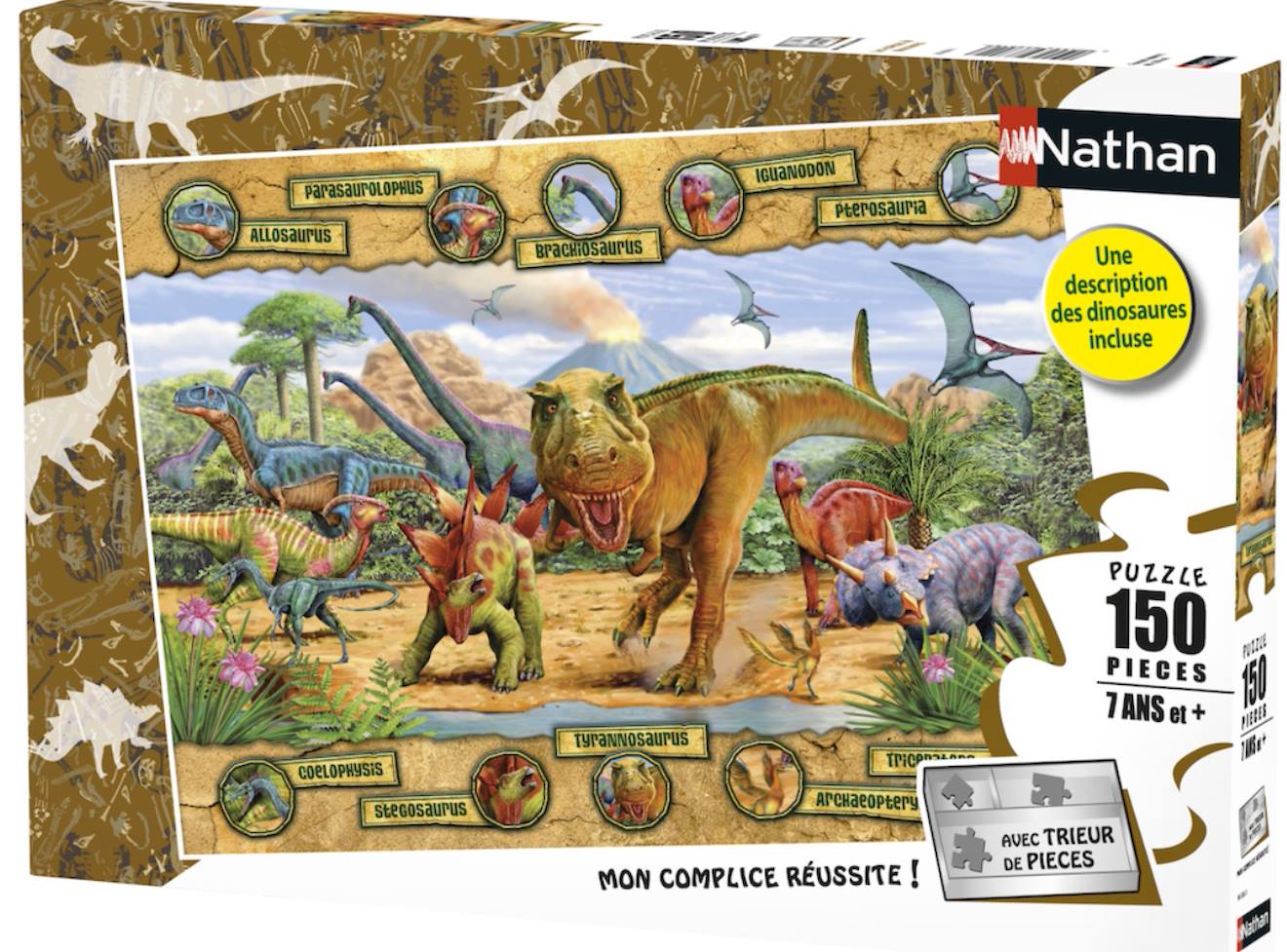 Nathan - Puzzle Les Espèces De Dinosaures 150 Pcs Marron