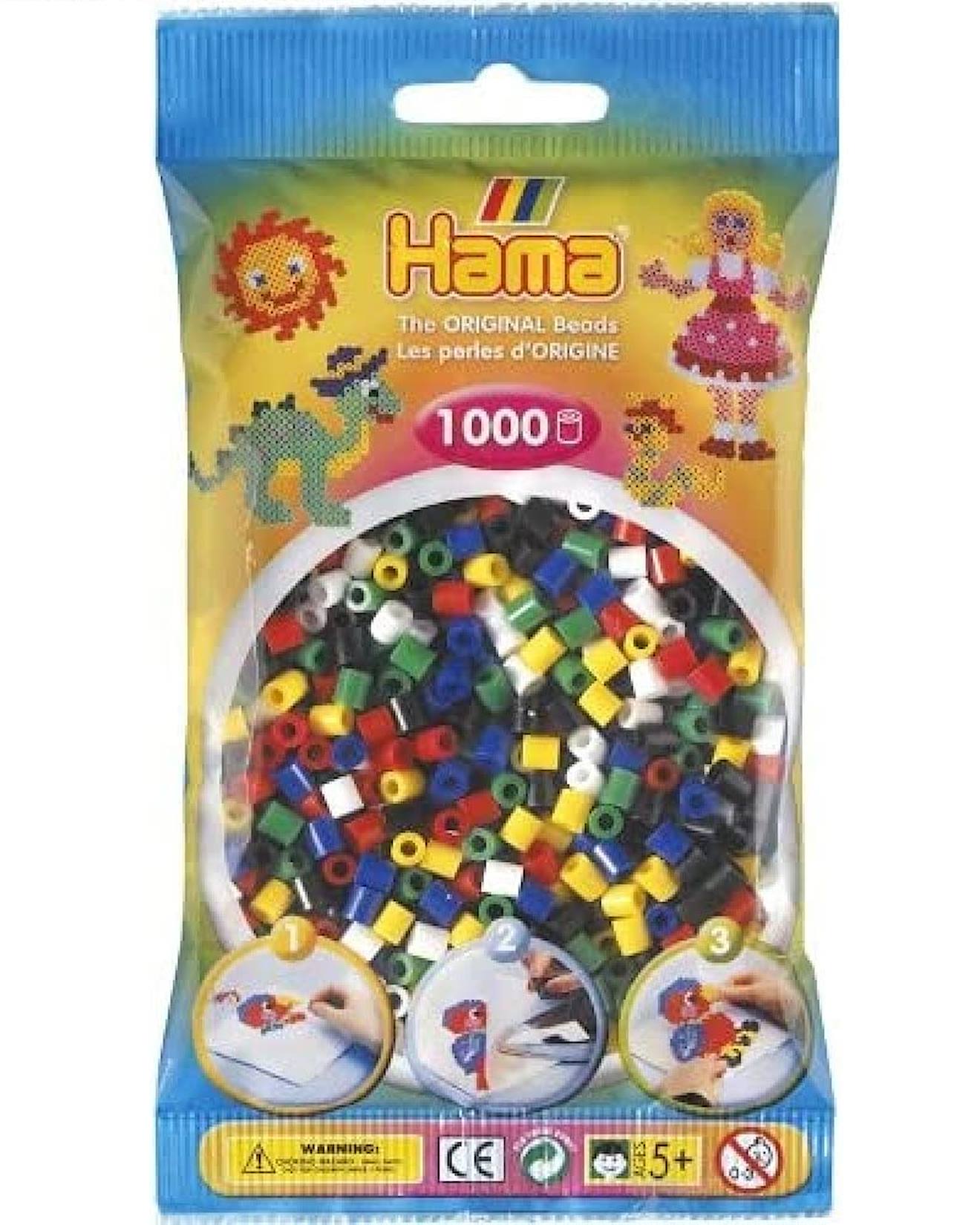 Sachet 1000 Perles Plastique Midi Base Mix 6 Couleurs Beige