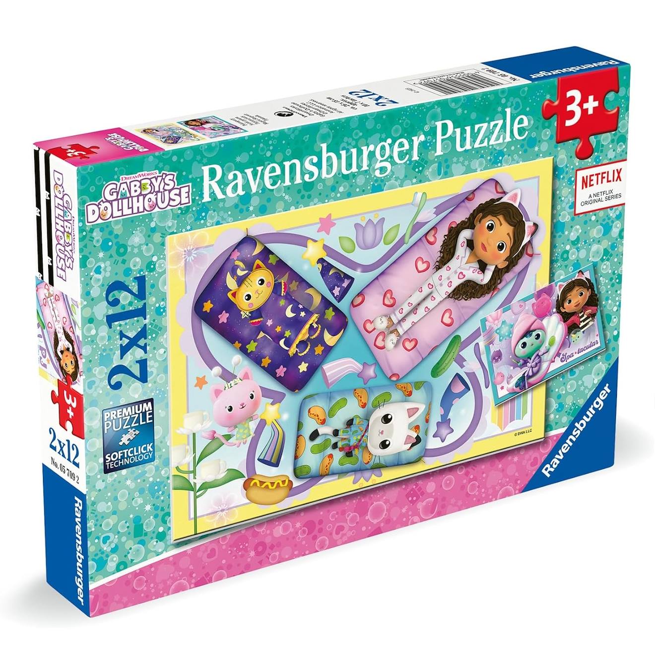 Ravensburger - Puzzle Gabby Soirée Pyjama 2x12 Pcs Rose