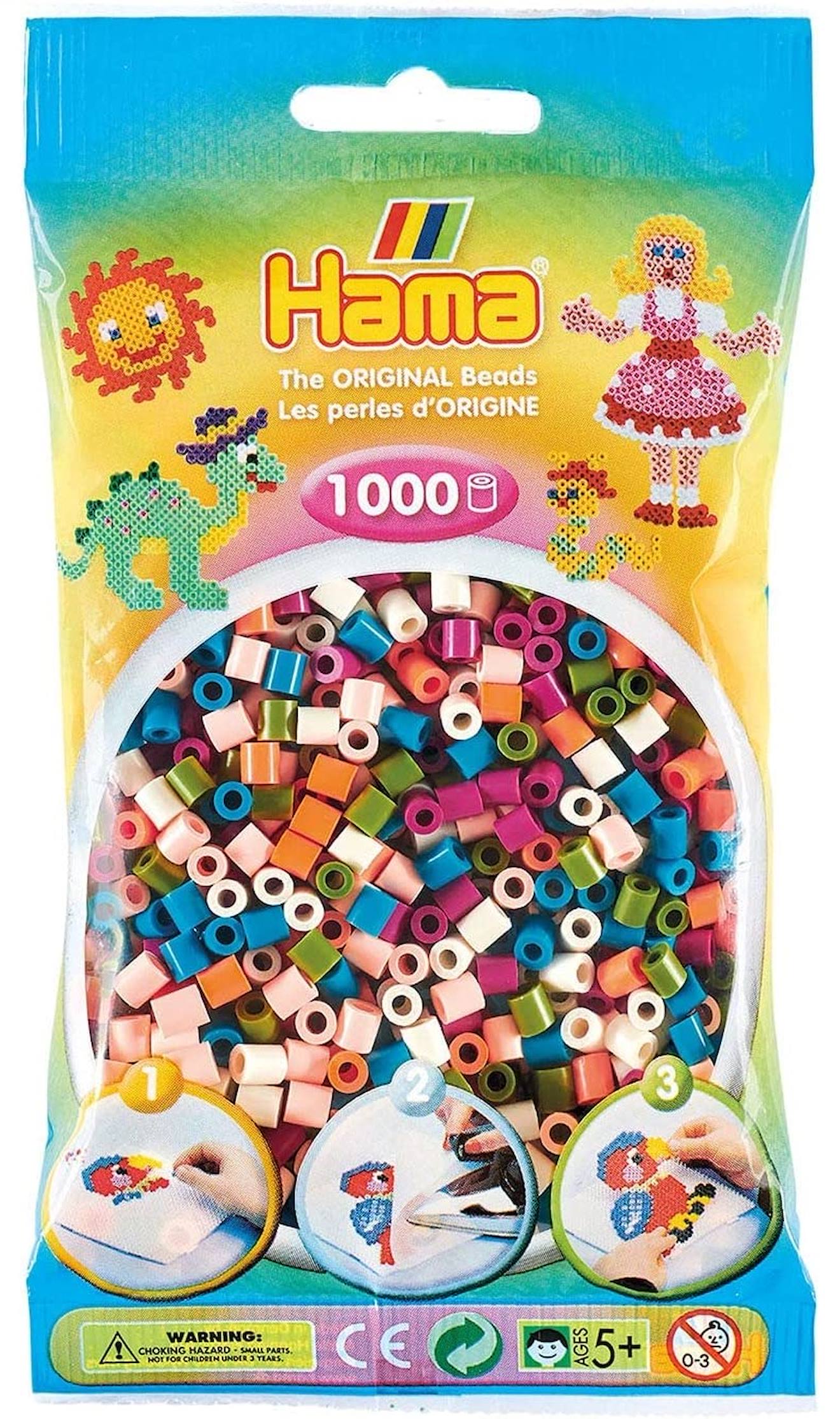 Sachet 1000 Perles Plastique Midi Mix 58 Couleurs Beige
