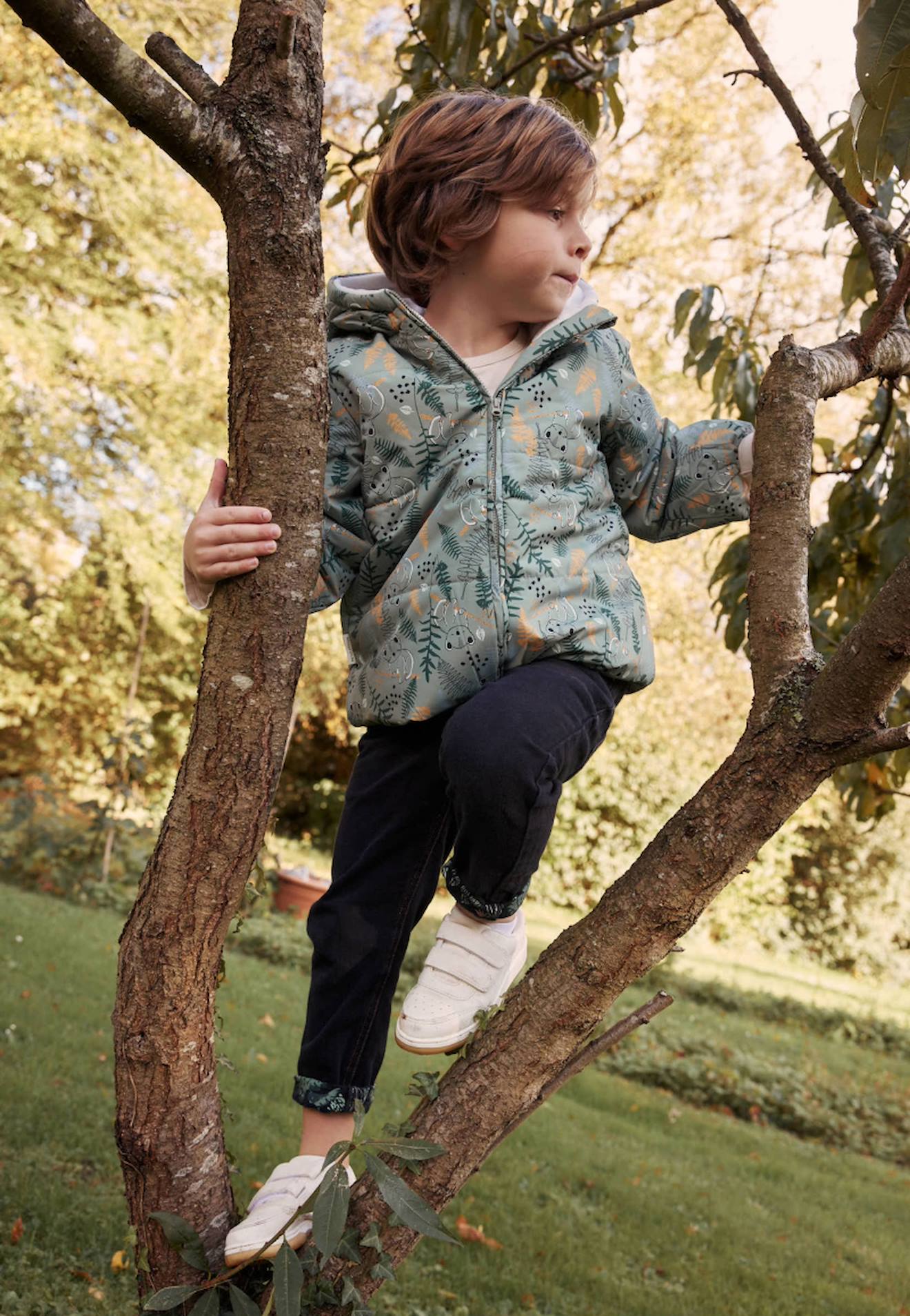 Doudoune Enfant Intérieur Polaire Avec Capuche Noah Vert